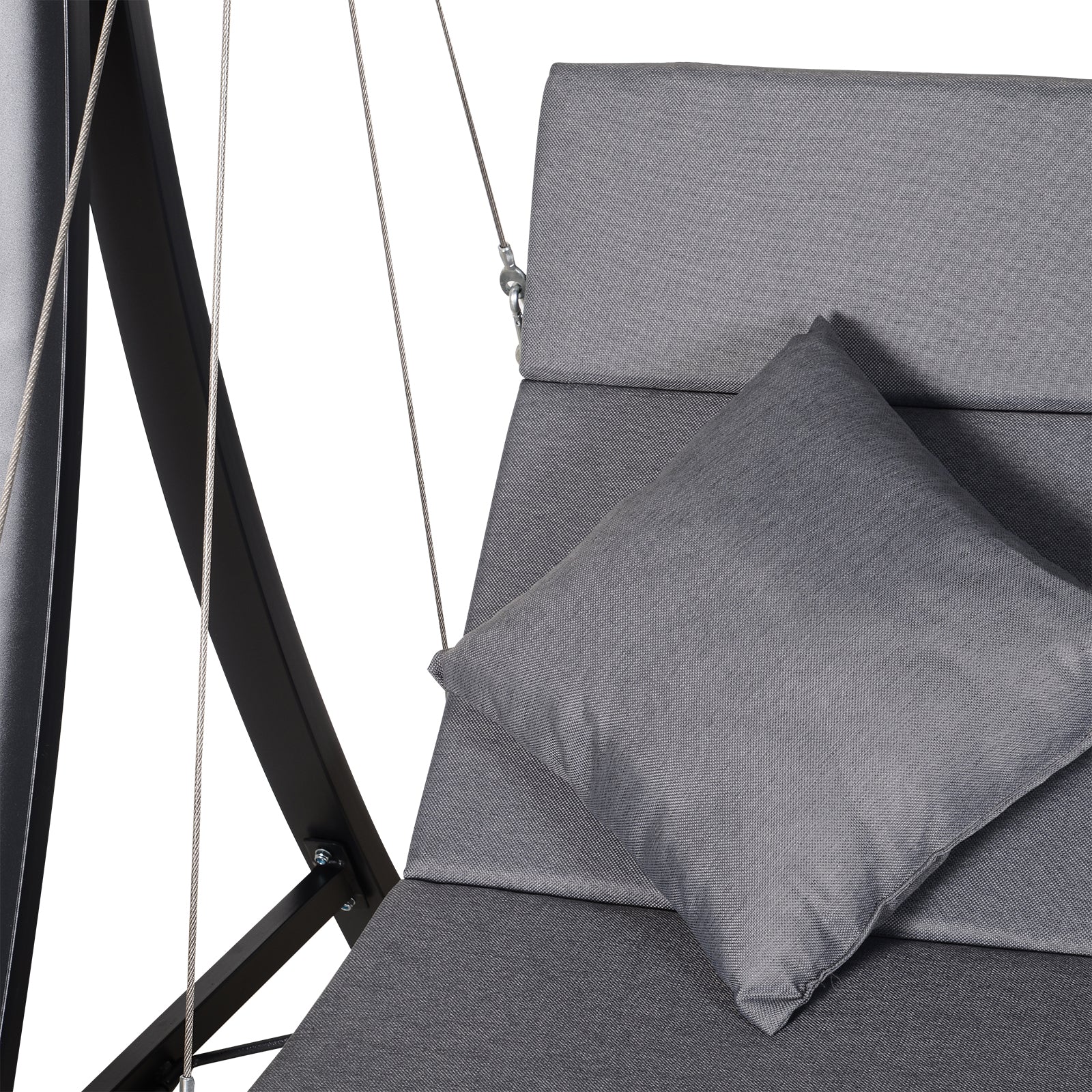 Outsunny 3 Seater Garden Swing Seat Outdoor Swing Chairs Chaise Lounge Padded Seat Hammock Canopy Porch Patio Bench Bed Recliner Sun Lounger - Grey - North Peak Garden Furniture
