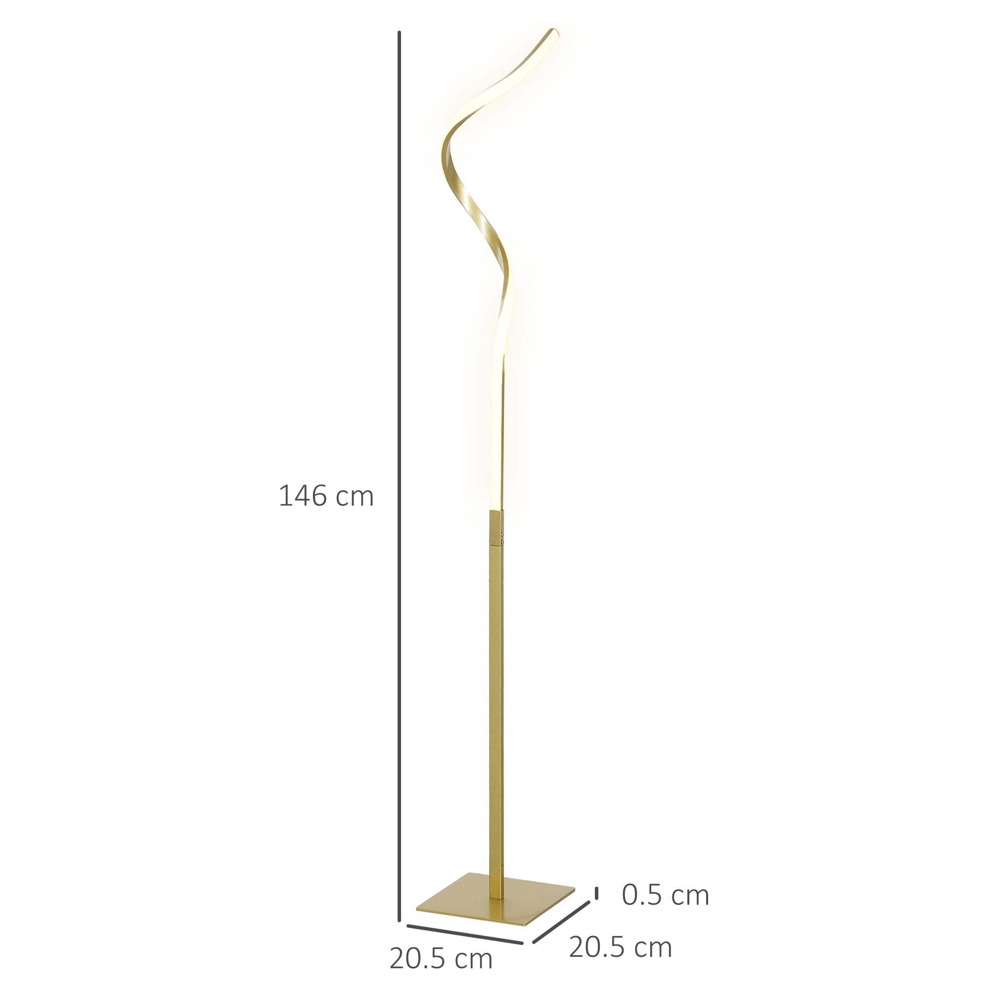 HOMCOM LED Floor Lamp with 3 Adjustable Brightness, Modern Standing Lamp with Foot Switch for Bedroom, Living Room, Gold Tone - North Peak Garden Furniture