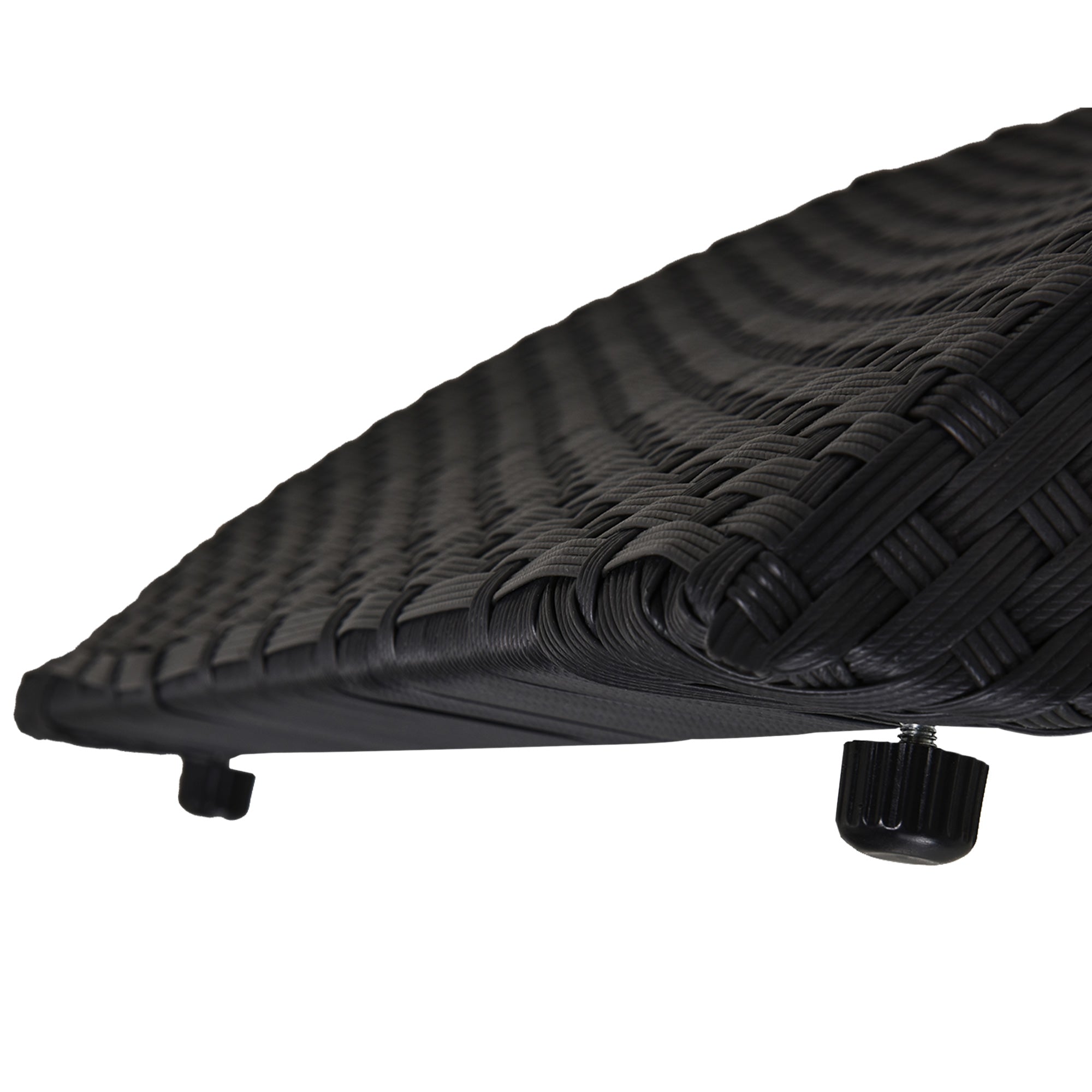 Outsunny Outdoor Foldable PE Rattan Sun Lounger with Soft Padded Cushion, Ergonomic Curved Design Sun Bed for Balcony, Garden, Black - North Peak Garden Furniture