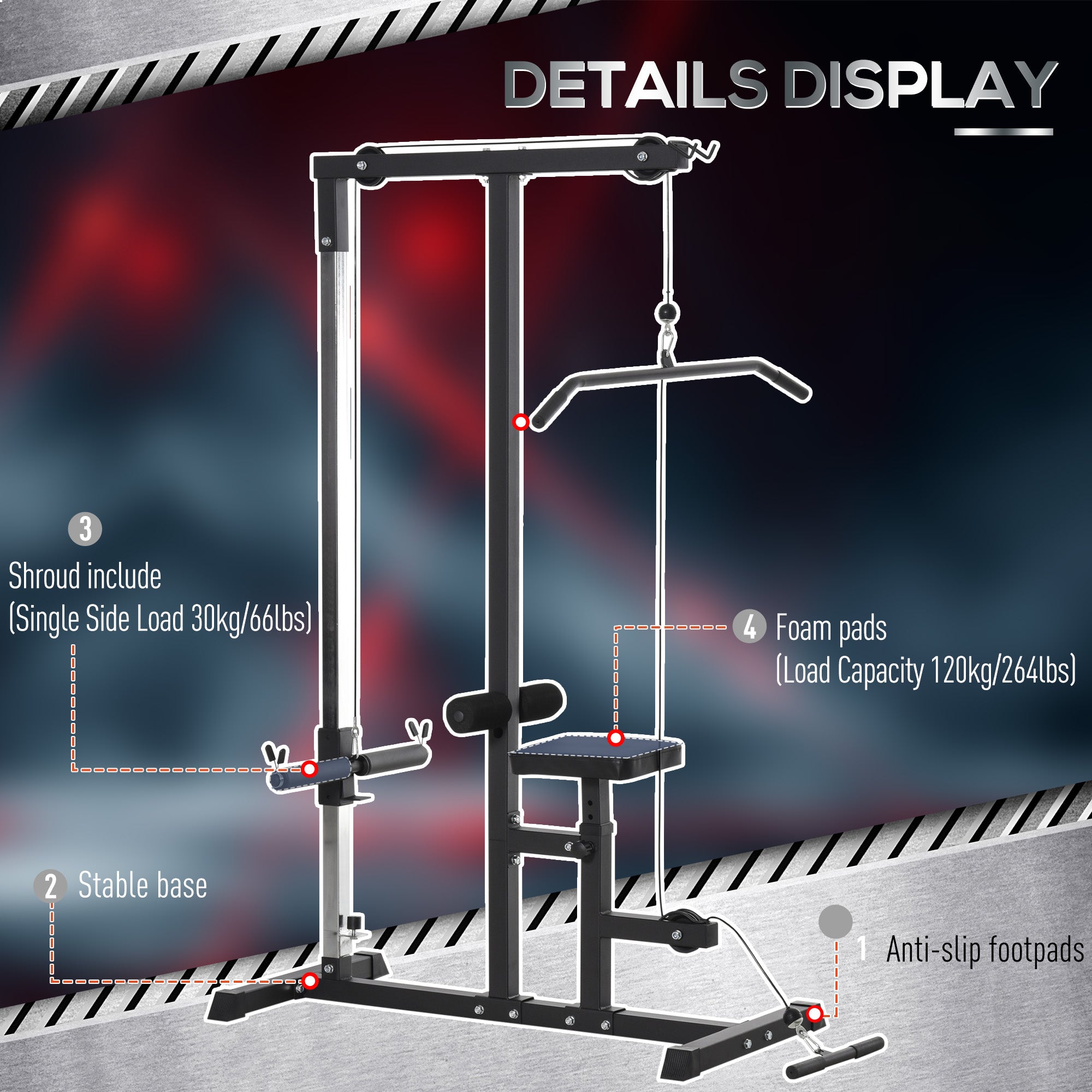 HOMCOM Exercise Pulley Machine Power Tower with Adjustable Seat Cable Positions - North Peak Garden Furniture