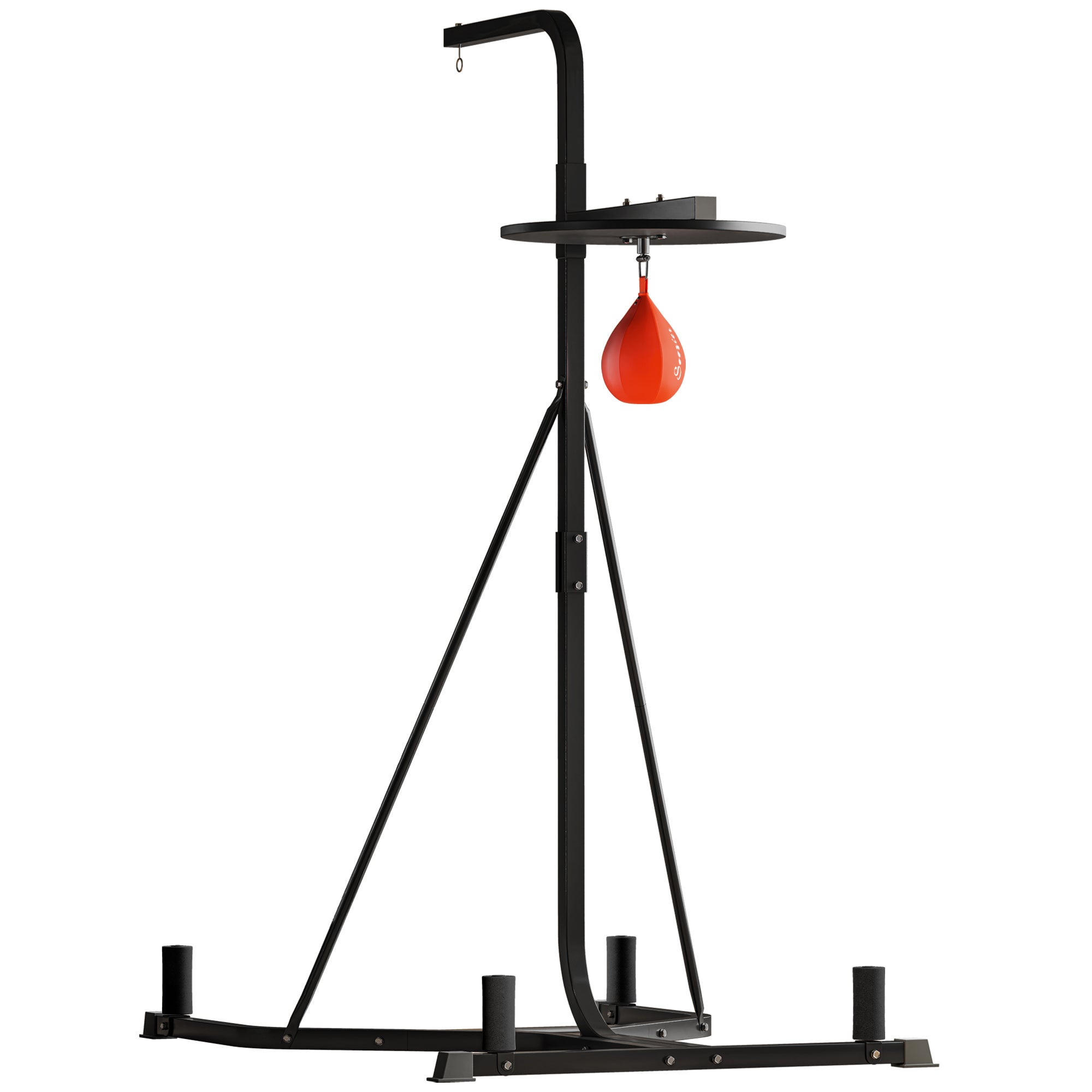 HOMCOM 170-190cm Freestanding Boxing Punch Bag Hanger & Speed Ball Station Platform Hanging Frame Home Gym, Black - North Peak Garden Furniture