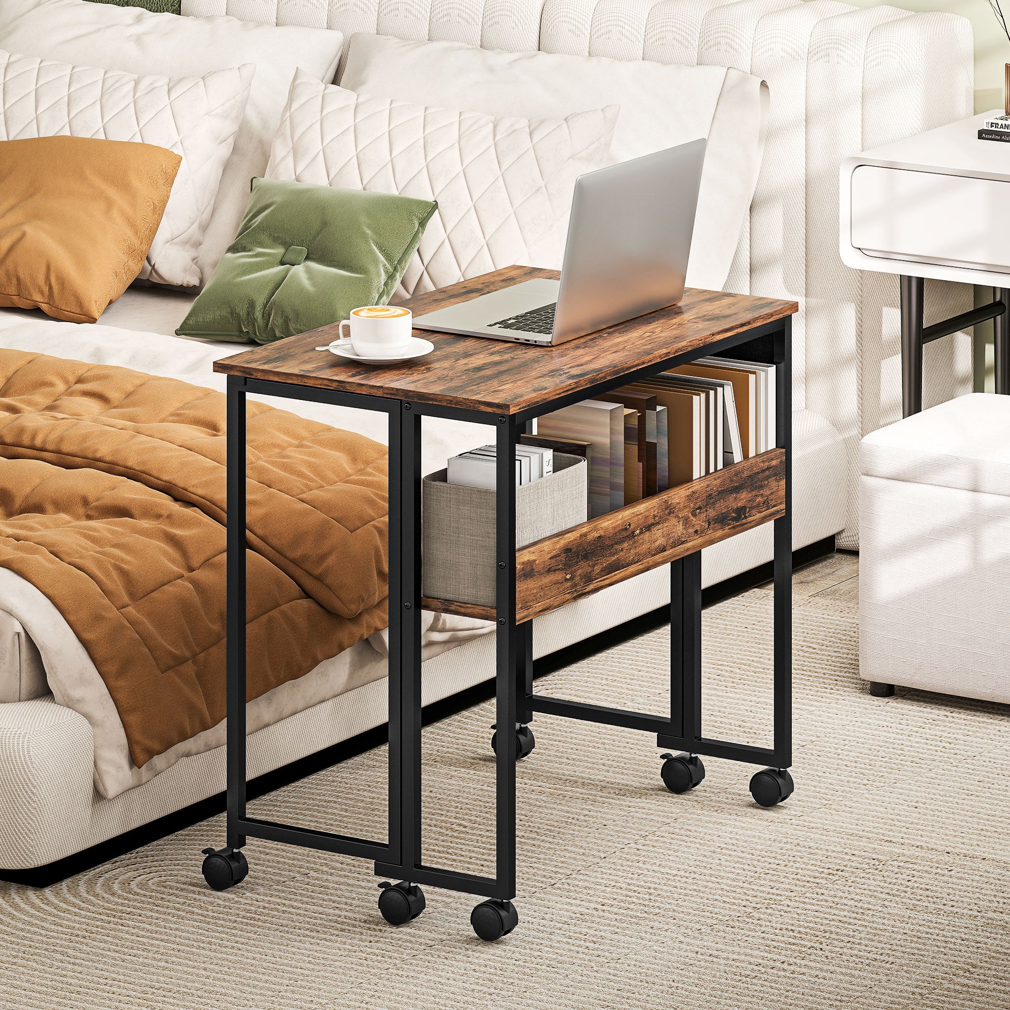 HOMCOM 80 cm Drop Leaf Writing Work Desk - Rustic Brown - North Peak Garden Furniture