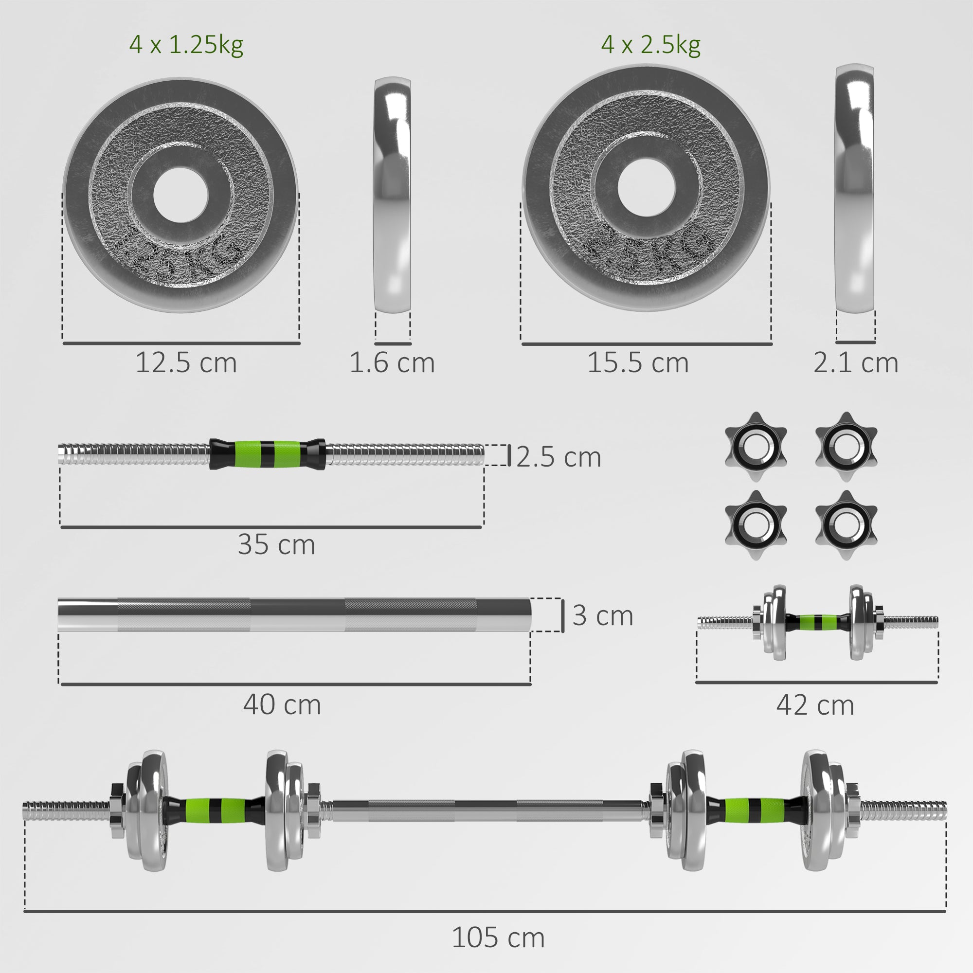 SPORTNOW 20kg Adjustable Weights Dumbbells Set, 2-in-1 Dumbbells and Barbell with Non-slip Handle, Free Weights Set for Home Gym Weight Lifting and Strength Training - North Peak Garden Furniture