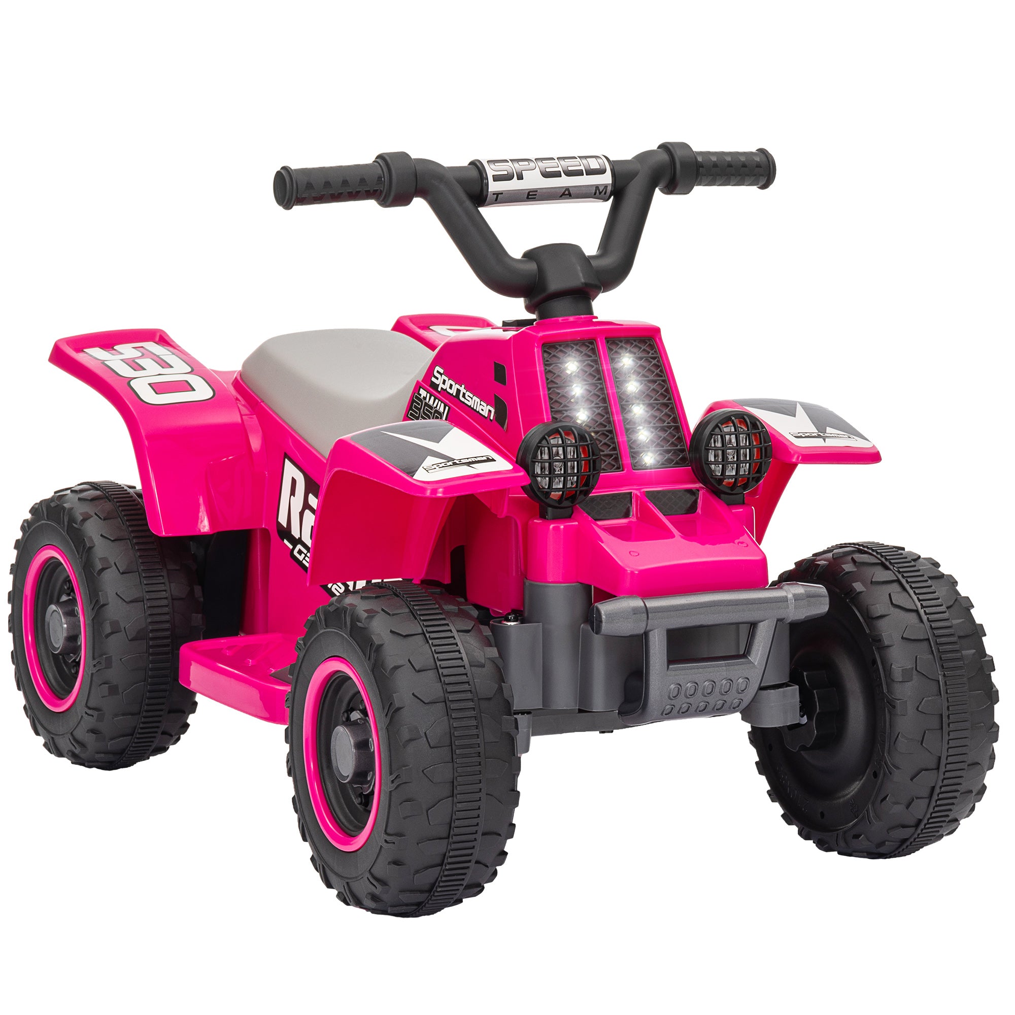 AIYAPLAY 6V Electric Quad Bike for Kids, Ride On ATV w/ Forward Backward, Headlights, for 18-36 Months - Pink