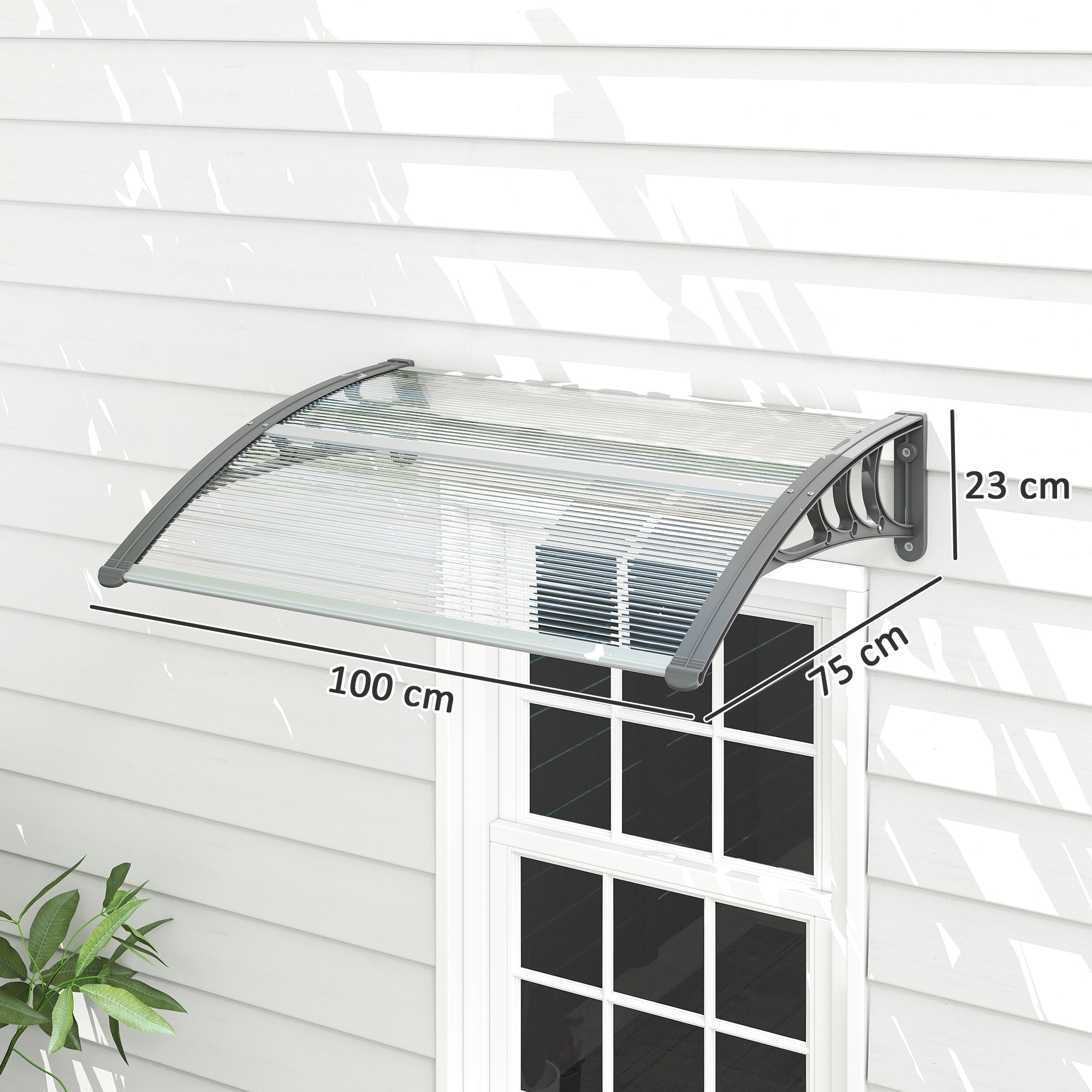 Outsunny Door Canopy Awning Outdoor Window Rain Shelter Cover for Front/Back Door Porch Clear 100 x 75cm