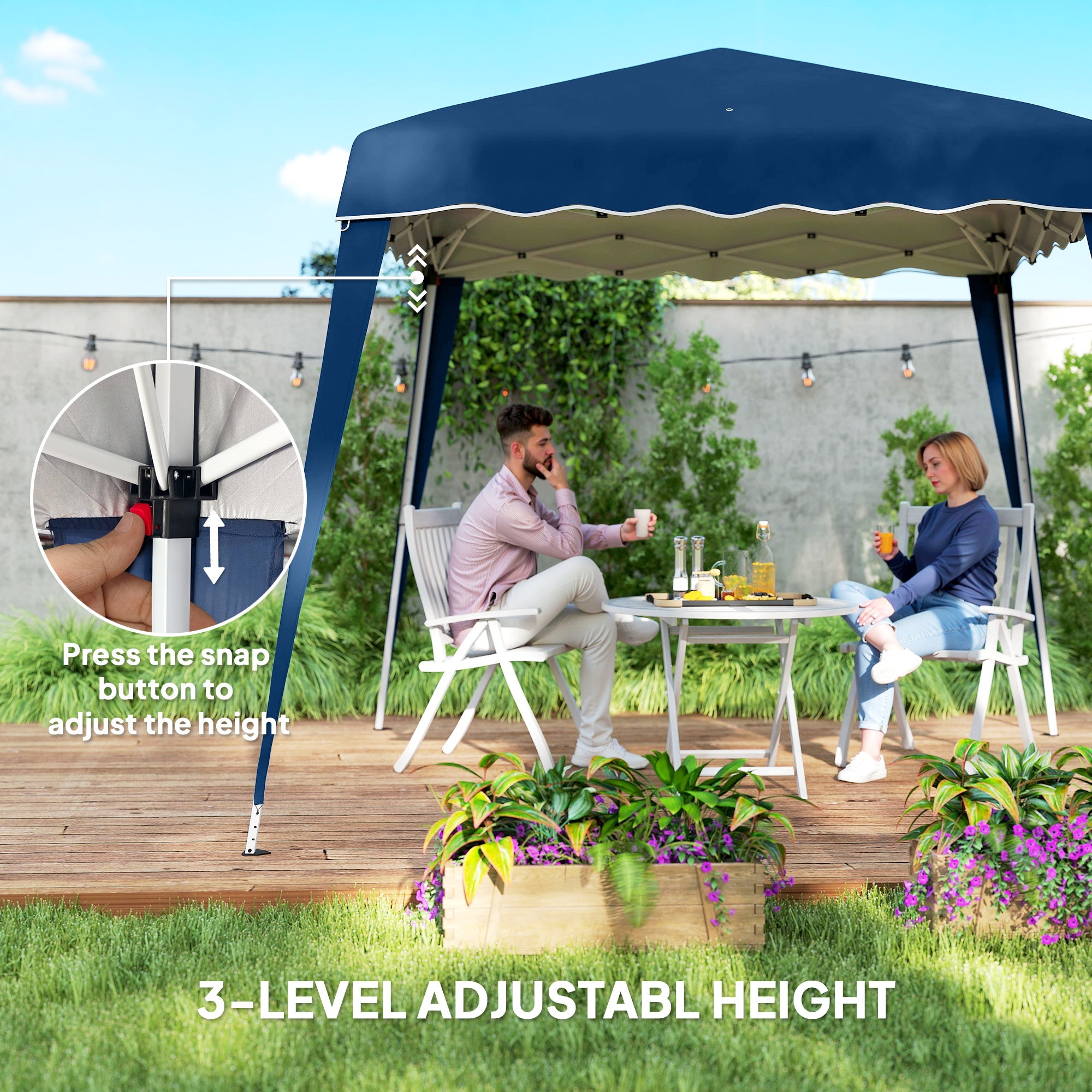 Outsunny 3 M x 3 M Base/ 2.5 M x 2.5 M Top Pop Up Gazebo with Carry Bag, Height Adjustable Slant Leg Party Tent Instant Event Shelter for Garden, Patio - North Peak Garden Furniture
