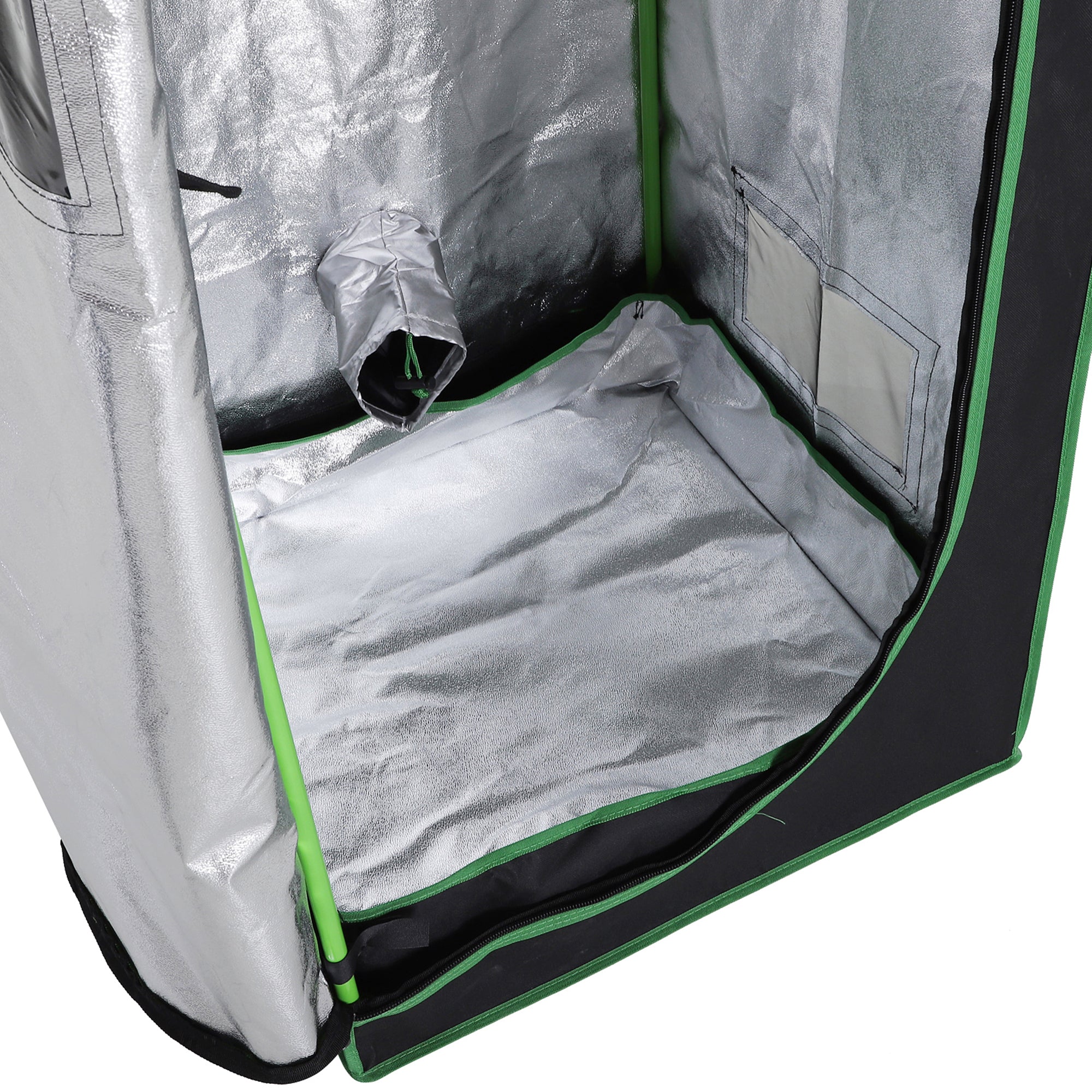 Outsunny Hydroponic Plant Grow Tent  W/ Window Tool Bag, 60L x 60W x 140Hcm-Black/Green