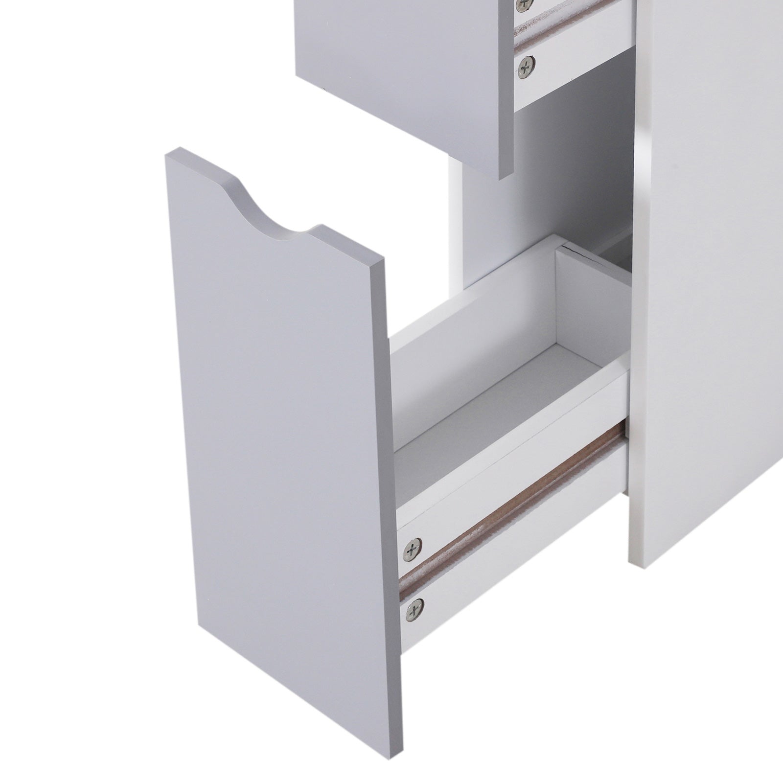HOMCOM Tall Bathroom Cabinet, Freestanding Bathroom Storage Cabinet with 2-Tier Shelf and Drawers, Narrow Cupboard Storage Unit, White, Grey - North Peak Garden Furniture