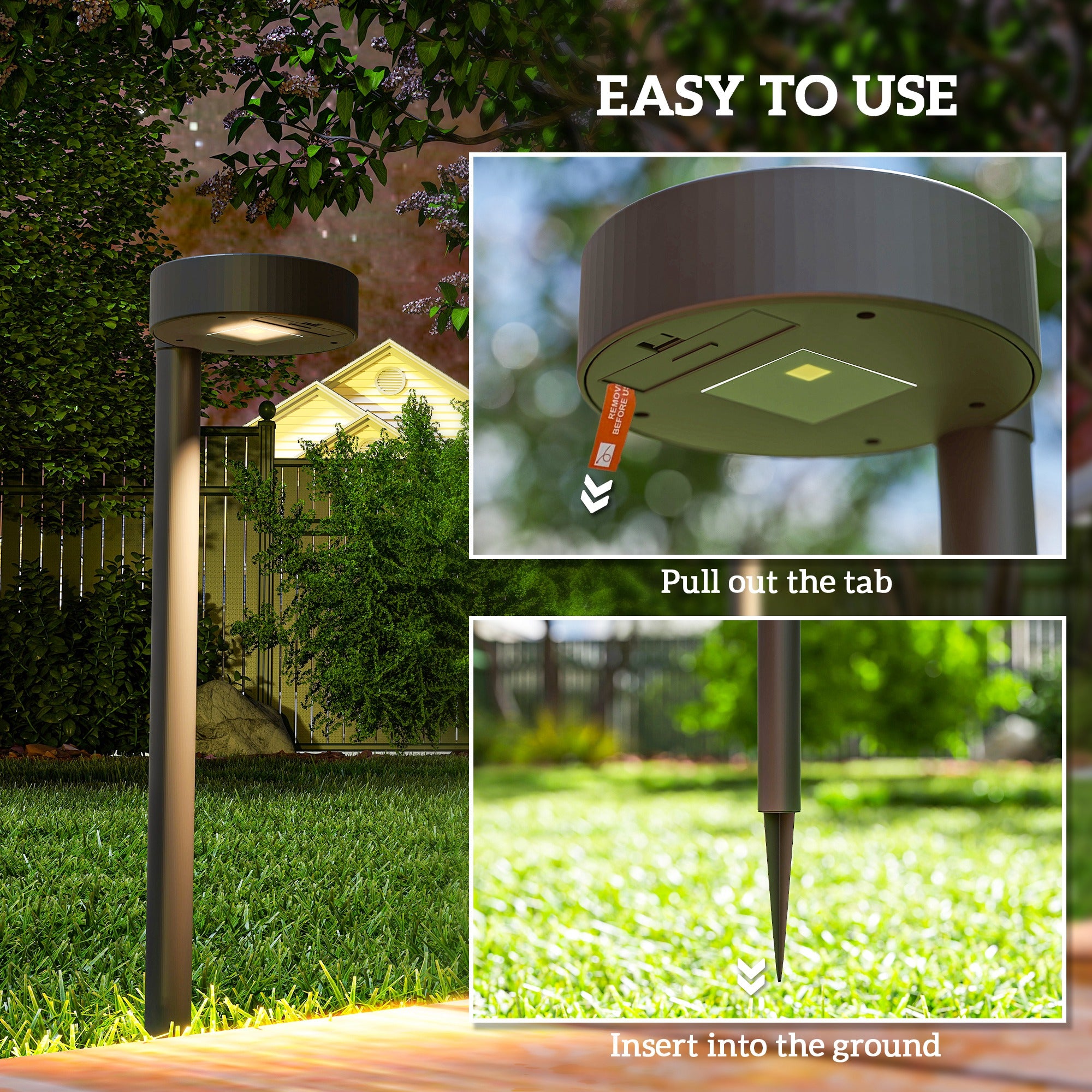 Outsunny Solar Lights Outdoor Garden Stake 8 Pack Pathway Lighting, Solar Stake Lights with Auto On/Off LED, IP44 Waterproof Plastic Outdoor Garden Lighting for Path, Patio and Landscape - North Peak Garden Furniture