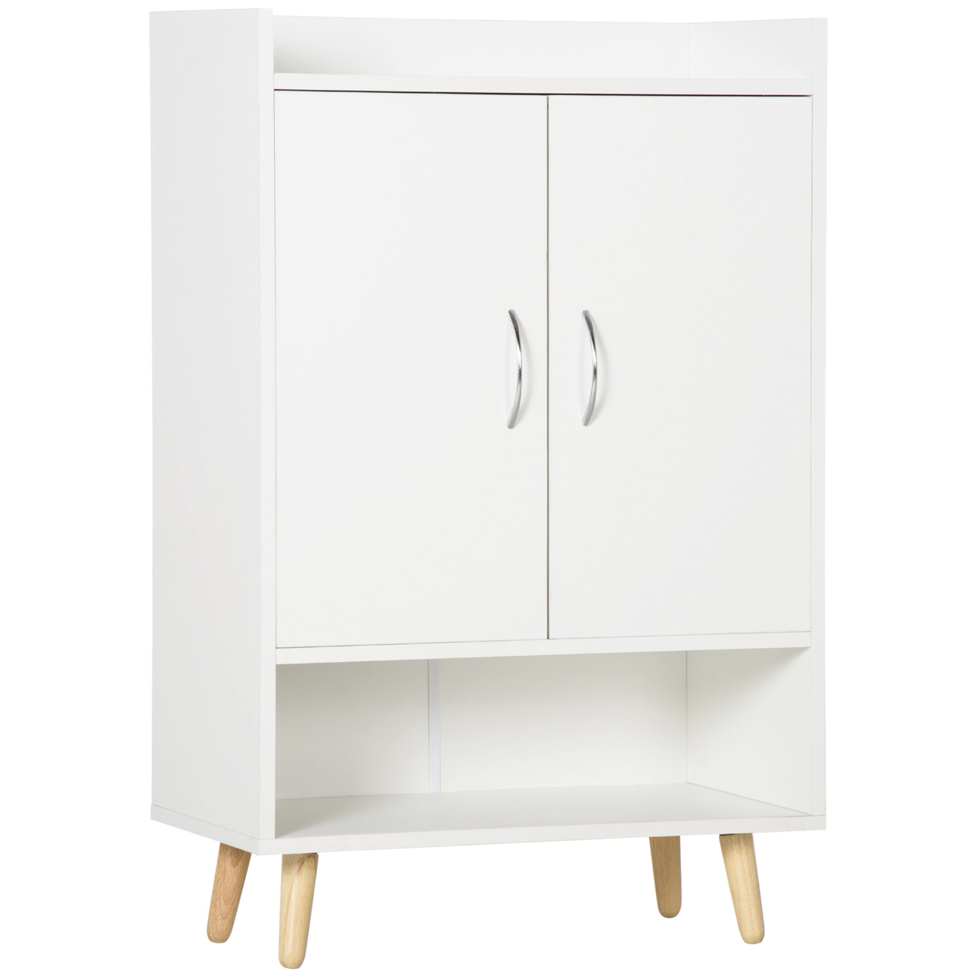 HOMCOM Modern Shoe Cabinet Storage Organizer with Doors and Shelves for Hallway & Entryway, 60L x 30W x 92Hcm, White - North Peak Garden Furniture