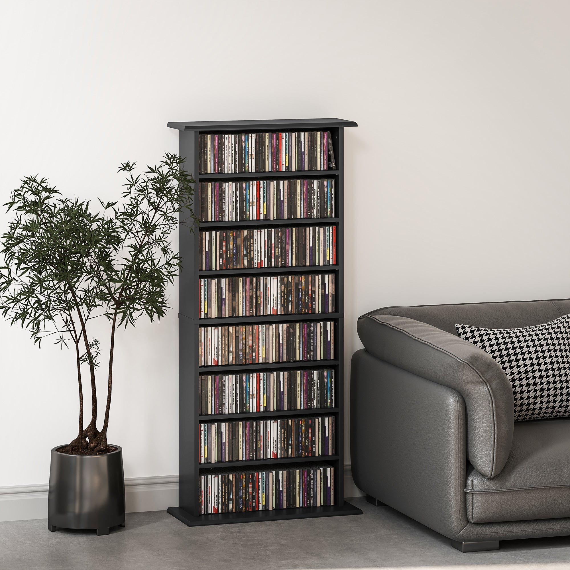 HOMCOM 360 CD Storage Unit - Black - North Peak Garden Furniture