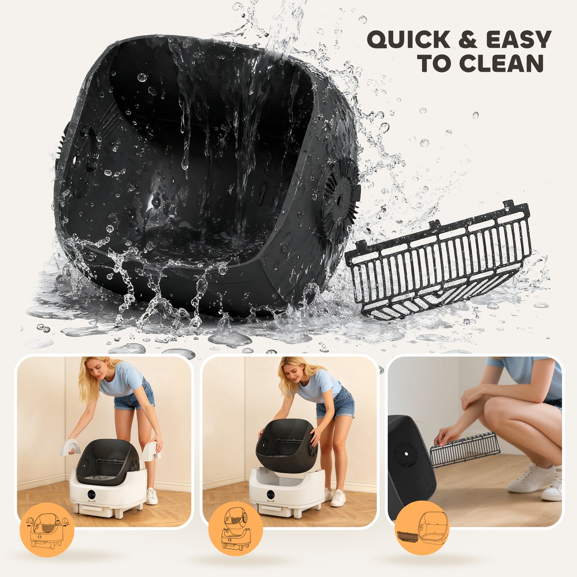 PawHut Self Cleaning Cat Litter Tray Top Opening Design, Automatic Litter Box More Space with Integrated Security Protection