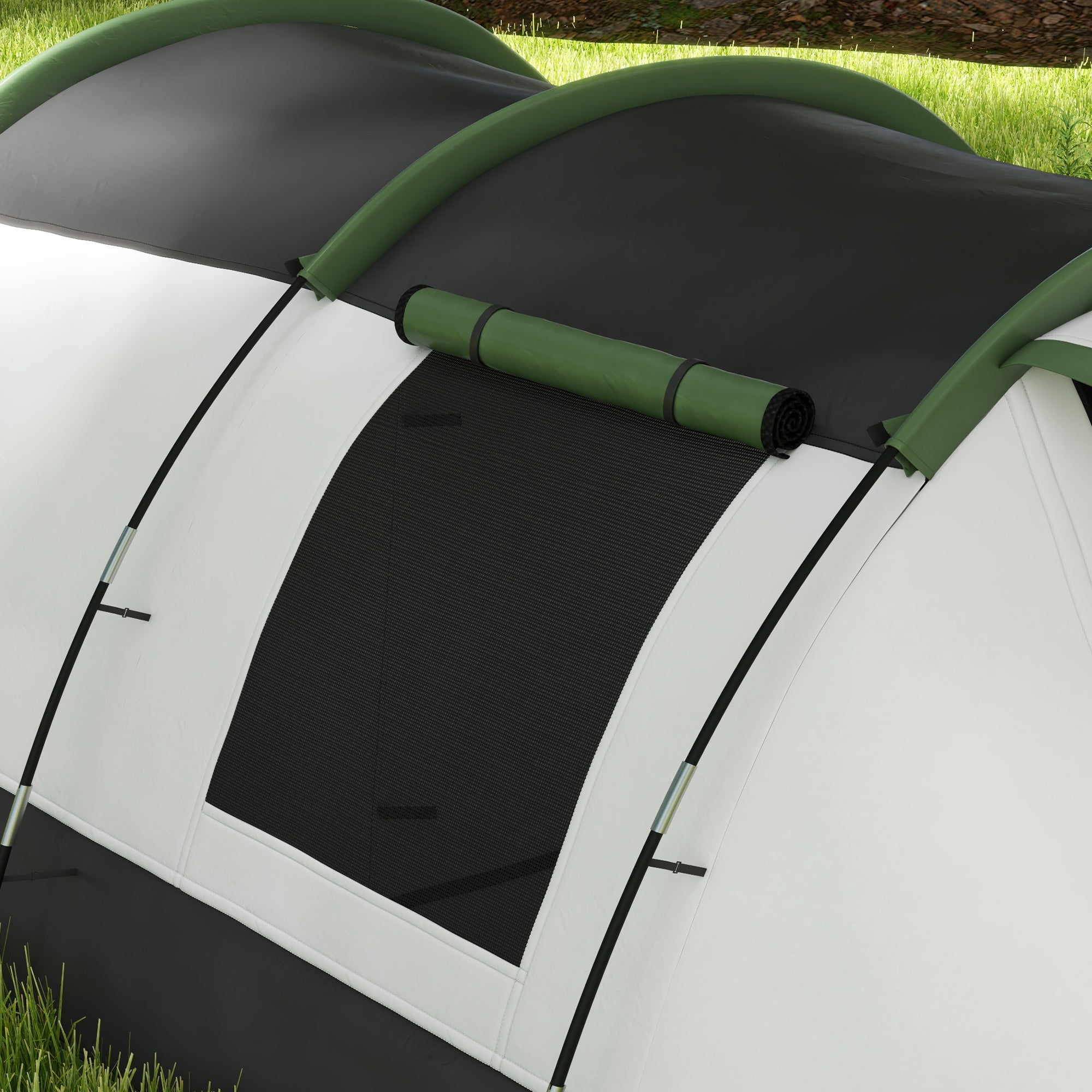 Outsunny Three-Man Camping Tent, with Two Rooms and Porch - Green - North Peak Garden Furniture