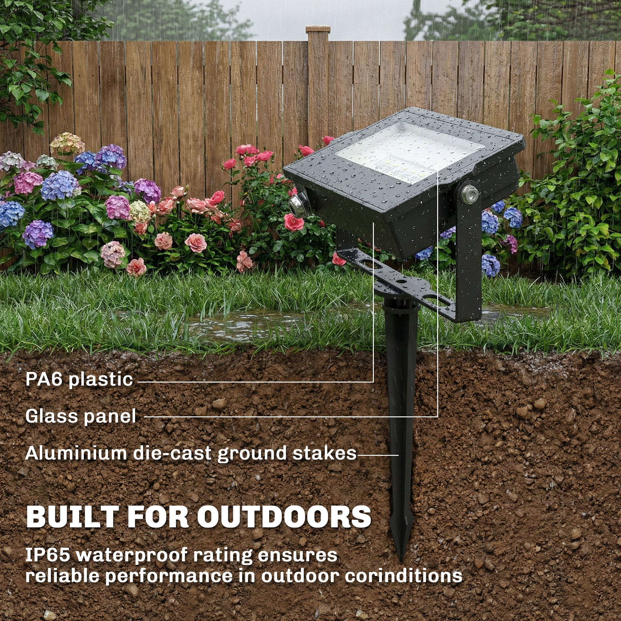 Outsunny 32W LED Floodlights, Linkable 4-Pack Landscape Lighting with Remote Control, RGB Colour Changing, UK Plug, Black