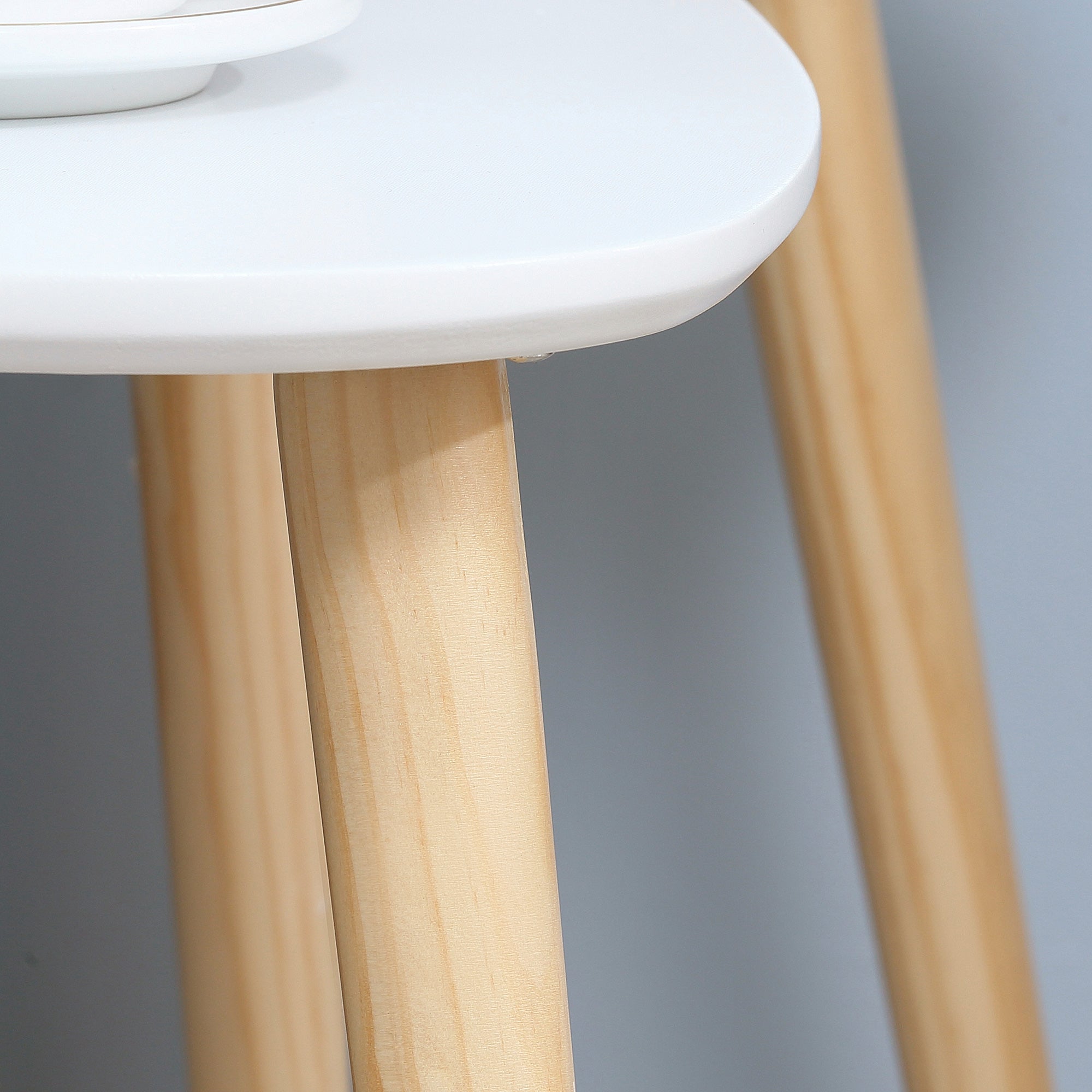 HOMCOM Nesting Coffee Table, Set of 2 Side Tables, Stacking End Tables with Solid Wood Legs, for Living Room Bedroom, White - North Peak Garden Furniture