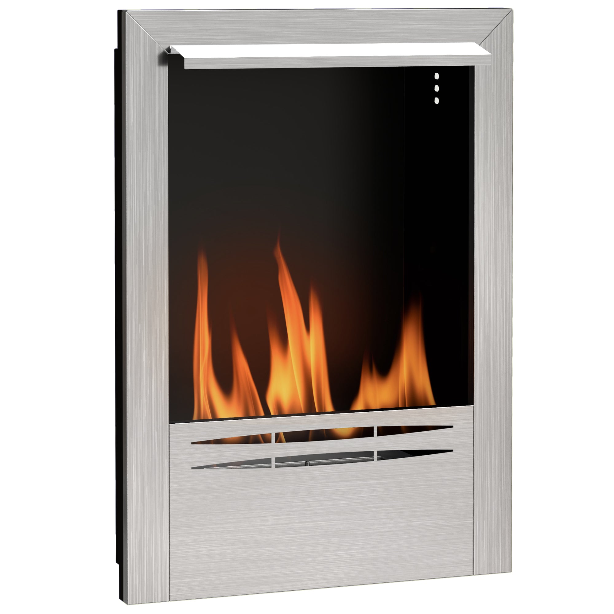 HOMCOM Stainless Steel Ethanol Fireplace Insert, Bioethanol Fire, Indoor Ethanol Burner with 0.9 Litres Volume, Cover Lid, Burns for Up to 3.3 Hours, Silver - North Peak Garden Furniture
