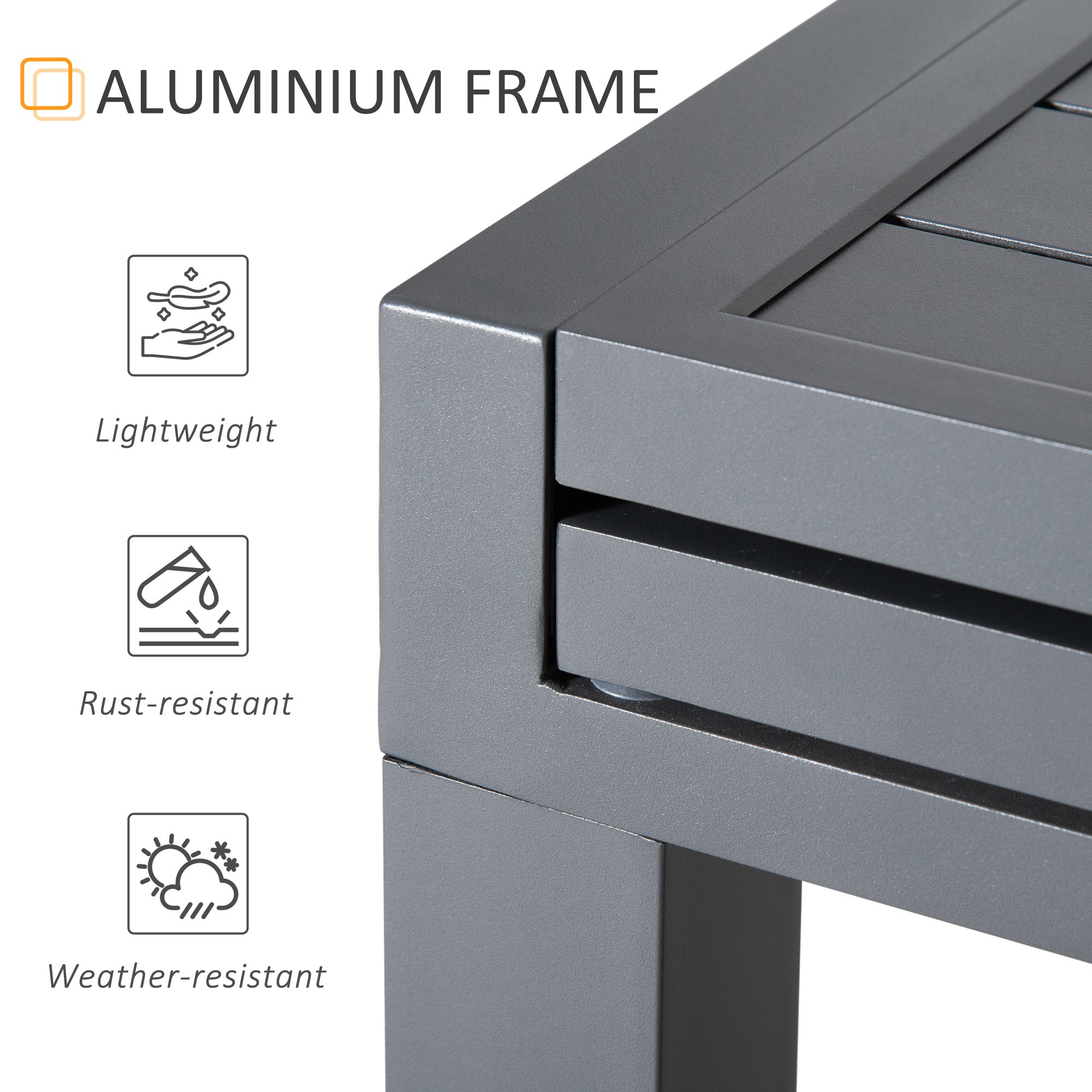 Outsunny Extendable Garden Table 135-270cm x 90cm x 75cm, 10 Seater Outdoor Dining Table with Aluminium Frame for Lawn, Balcony and Backyard, Grey - North Peak Garden Furniture