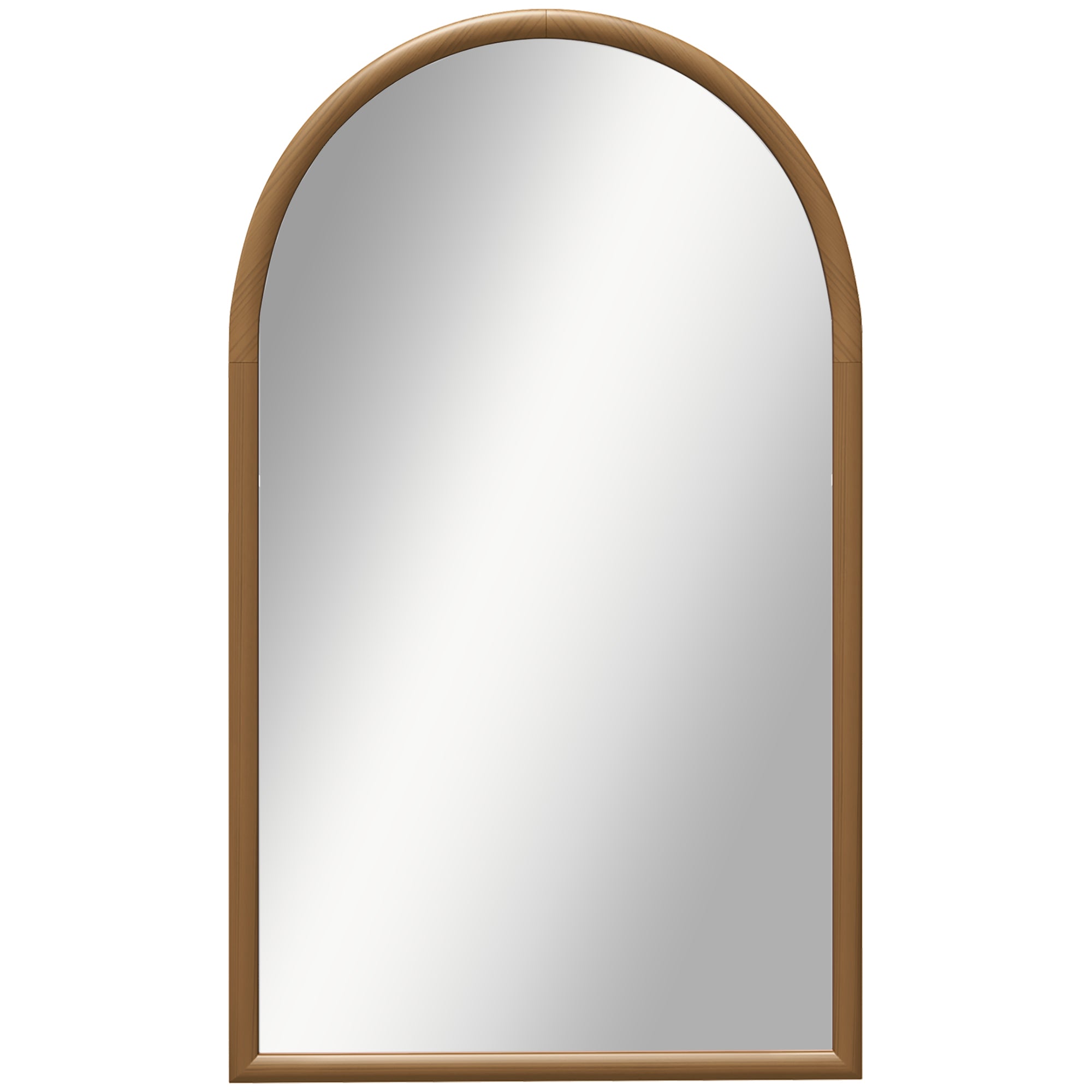 HOMCOM 110 x 65cm Wooden Arched Mirror - Natural Finish