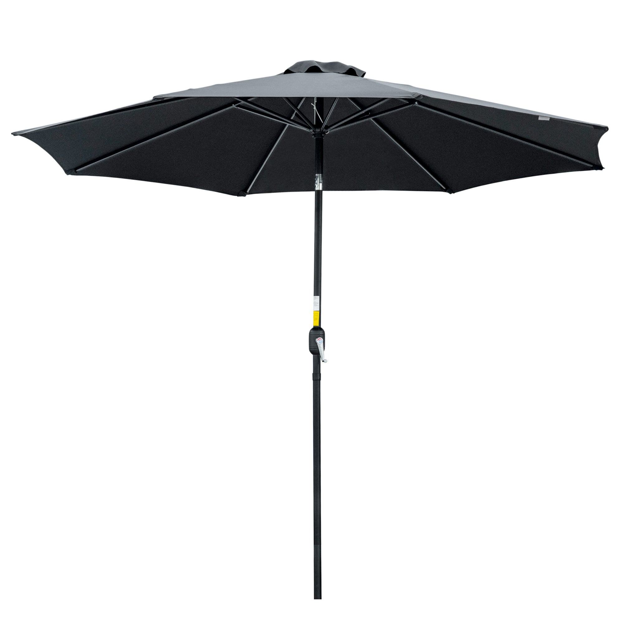 Outsunny 3(m) Tilting Parasol Garden Umbrellas, Outdoor Sun Shade with 8 Ribs, Tilt and Crank Handle for Balcony, Bench, Garden, Black - North Peak Garden Furniture