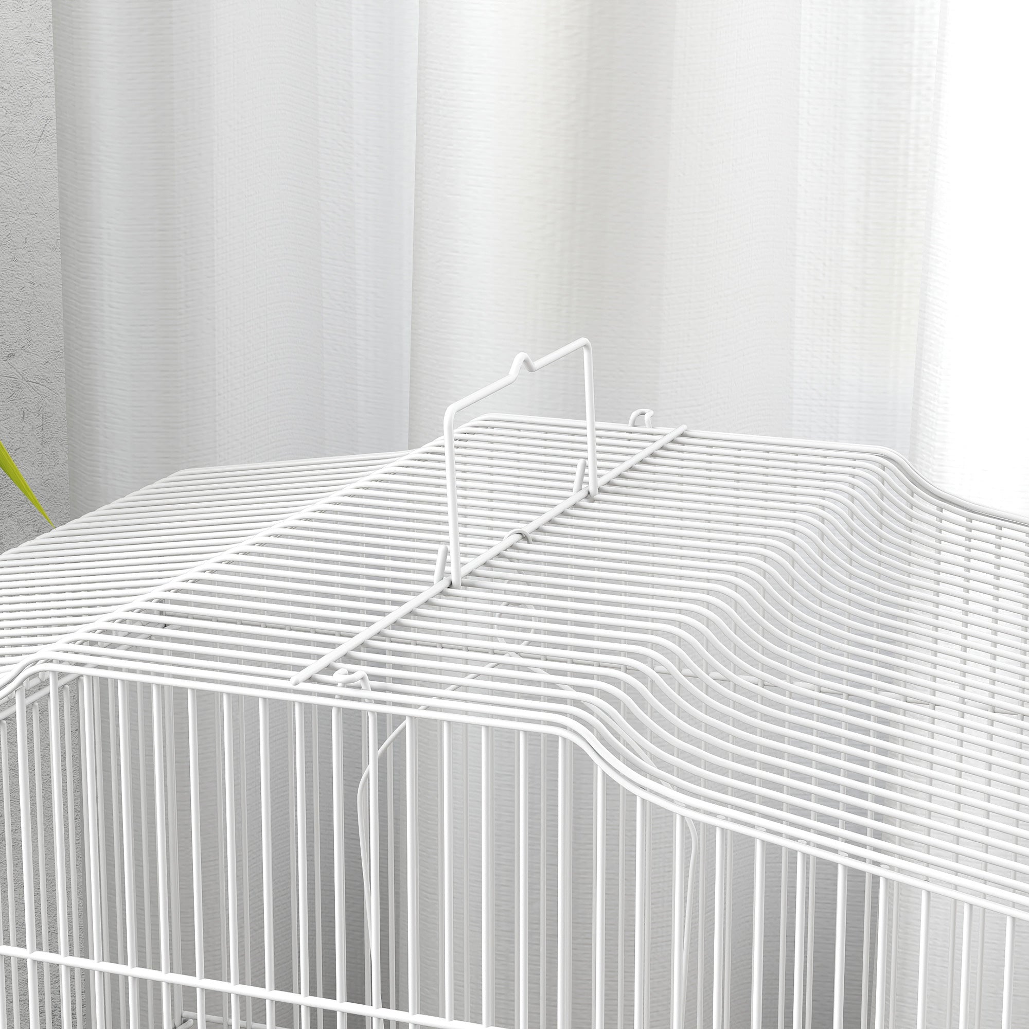 PawHut Large Metal Bird Cage with Perches, Food Bowls, Swing, for Budgies, Parakeets, White - North Peak Garden Furniture