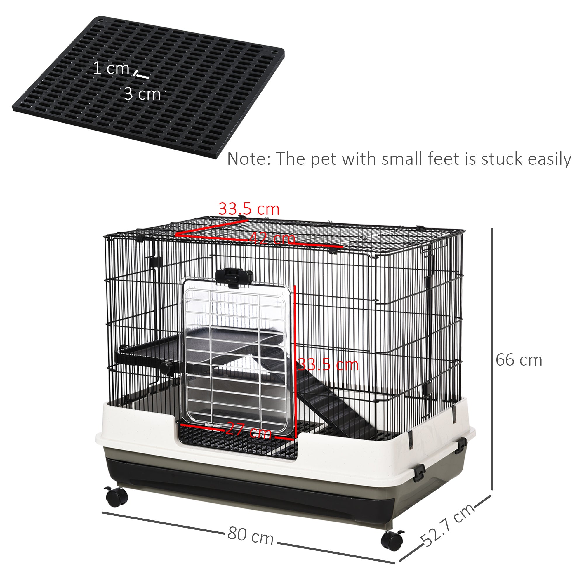 PawHut Small Animal Steel Wire Rabbit Cage Pet Play House  W/ Waste Tray Black