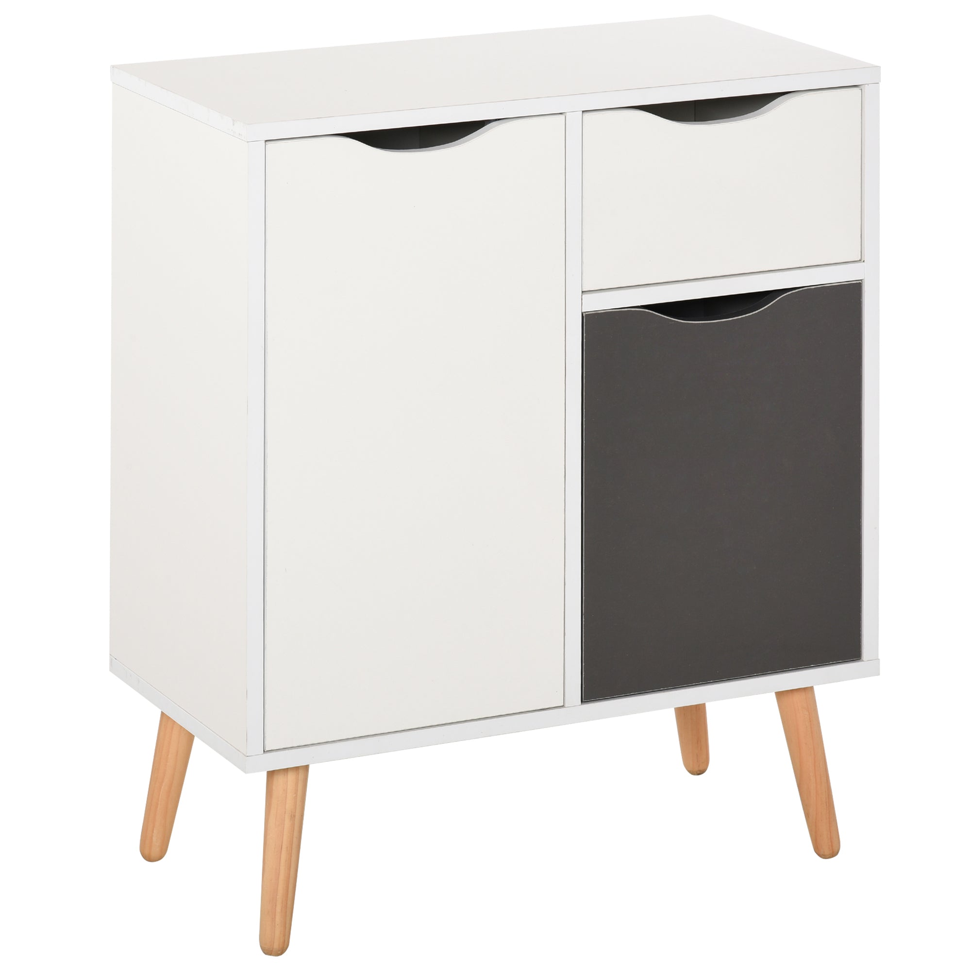HOMCOM Sideboard Floor Cabinet Storage Cupboard with Drawer for Bedroom, Living Room, Entryway, Grey - North Peak Garden Furniture