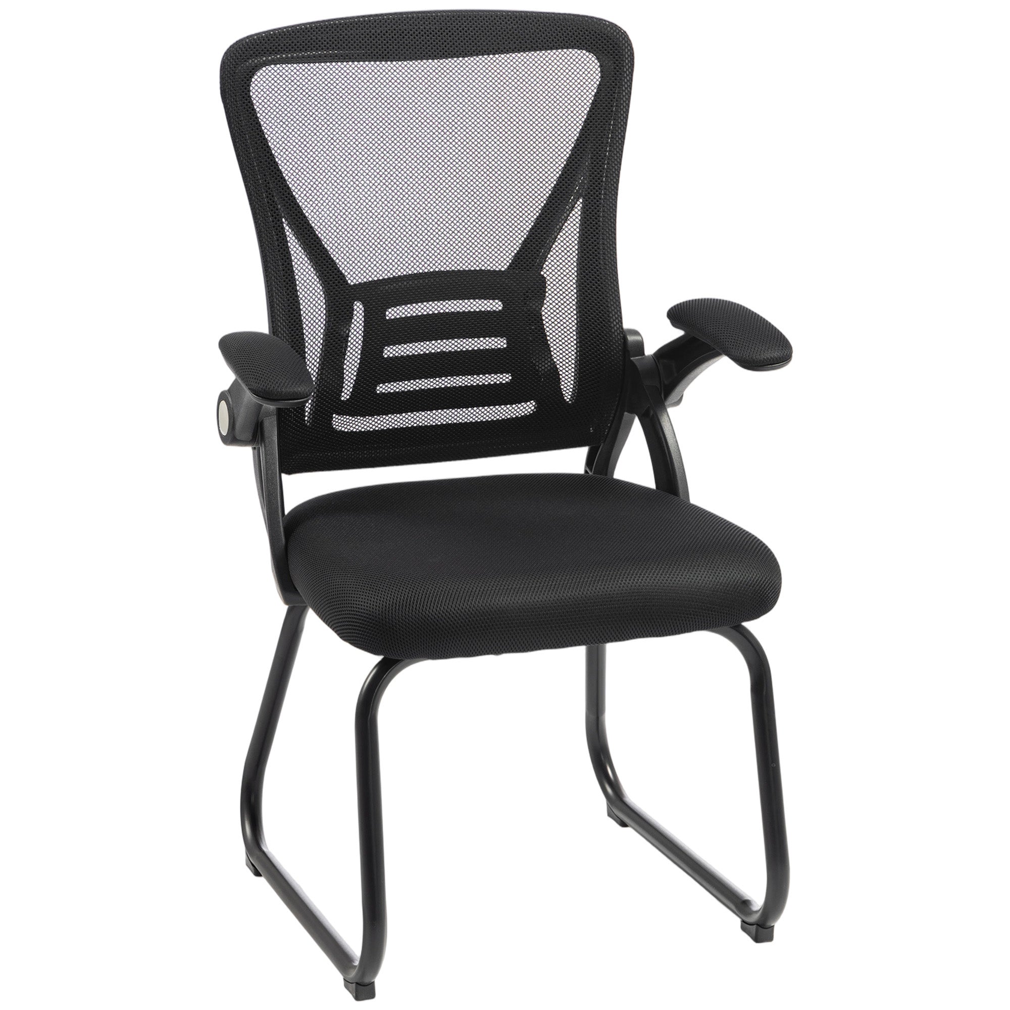 HOMCOM Office Chair, Ergonomic Desk Chair No Wheels with Mesh Backrest and Steel Legs for Home Conference Room, Black