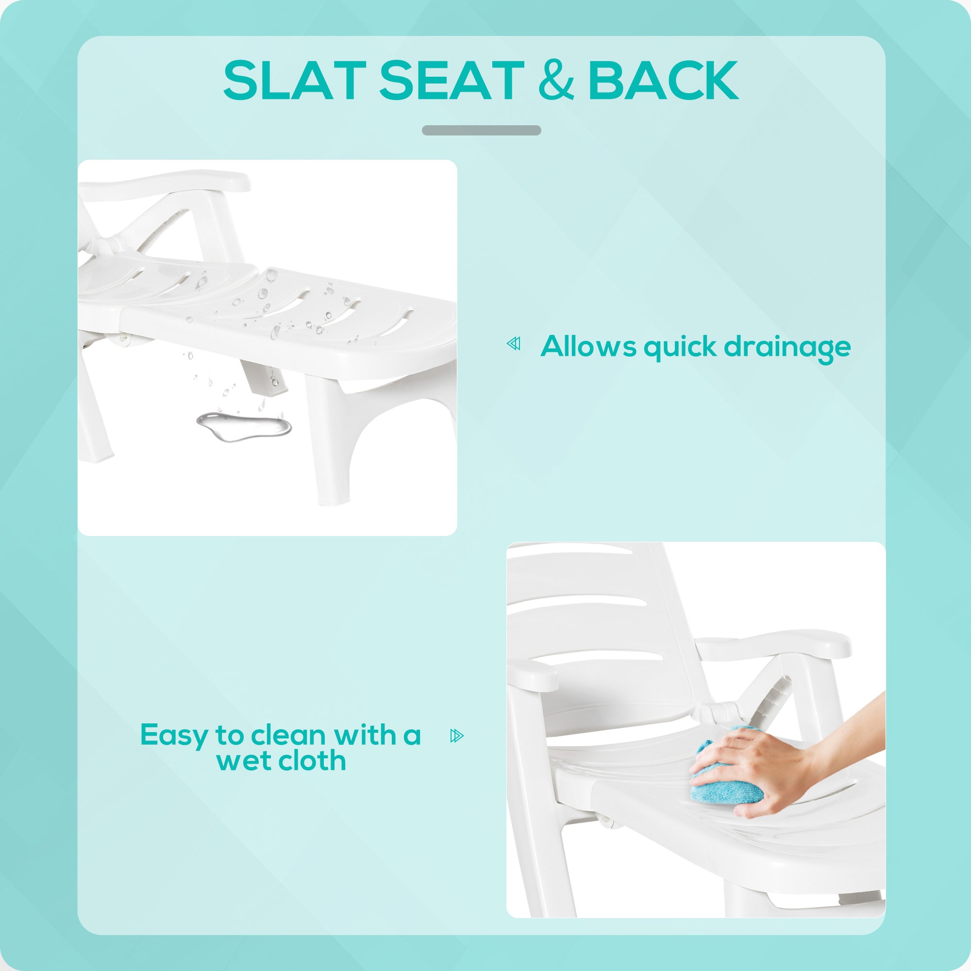 Outsunny 3pcs Garden Furniture Set Outdoor Furniture Set Dining Table, 2 Lounge Chairs and 1 Garden Side Table White - North Peak Garden Furniture