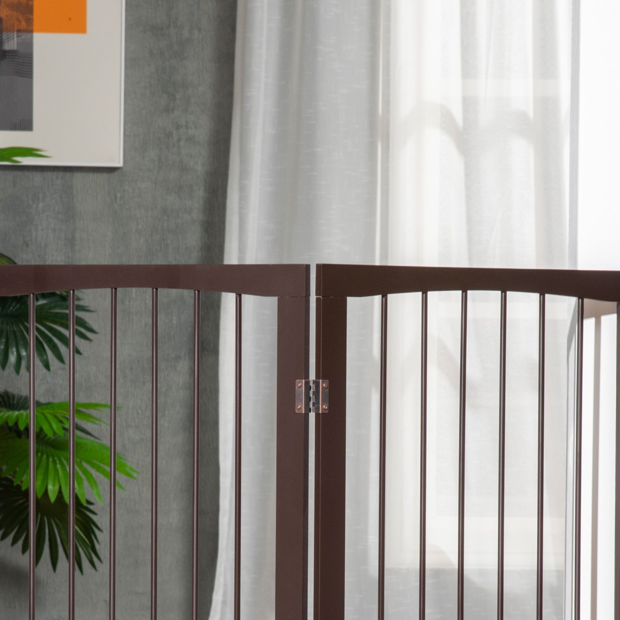 PawHut Folding 3 Panel Pet Gate Wooden Foldable Dog Fence Indoor Free Standing Safety Gate Portable Separation Pet Barrier Guard - North Peak Garden Furniture