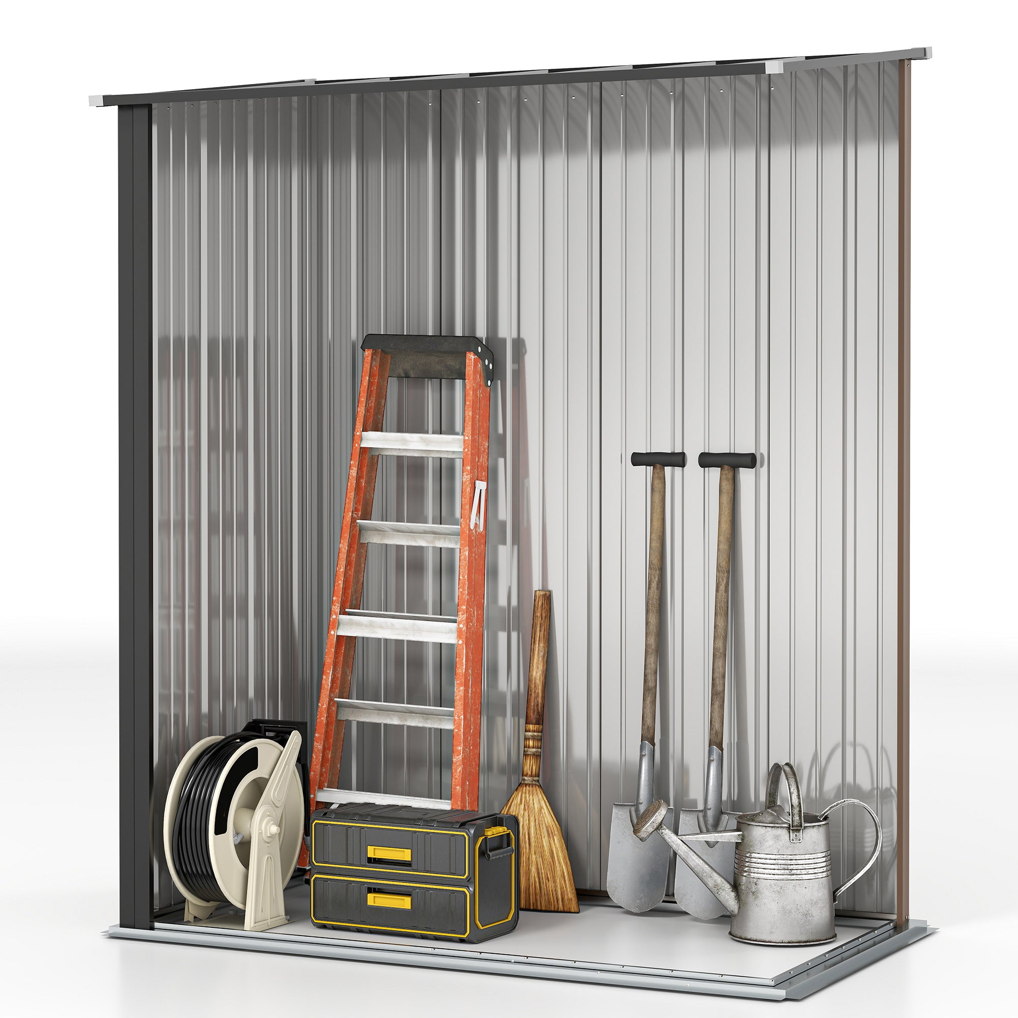 Outsunny Outdoor Storage Shed, Garden Metal Storage Shed w/ Single Door for Garden, Patio, 5.3ft x 3.1ft, Brown