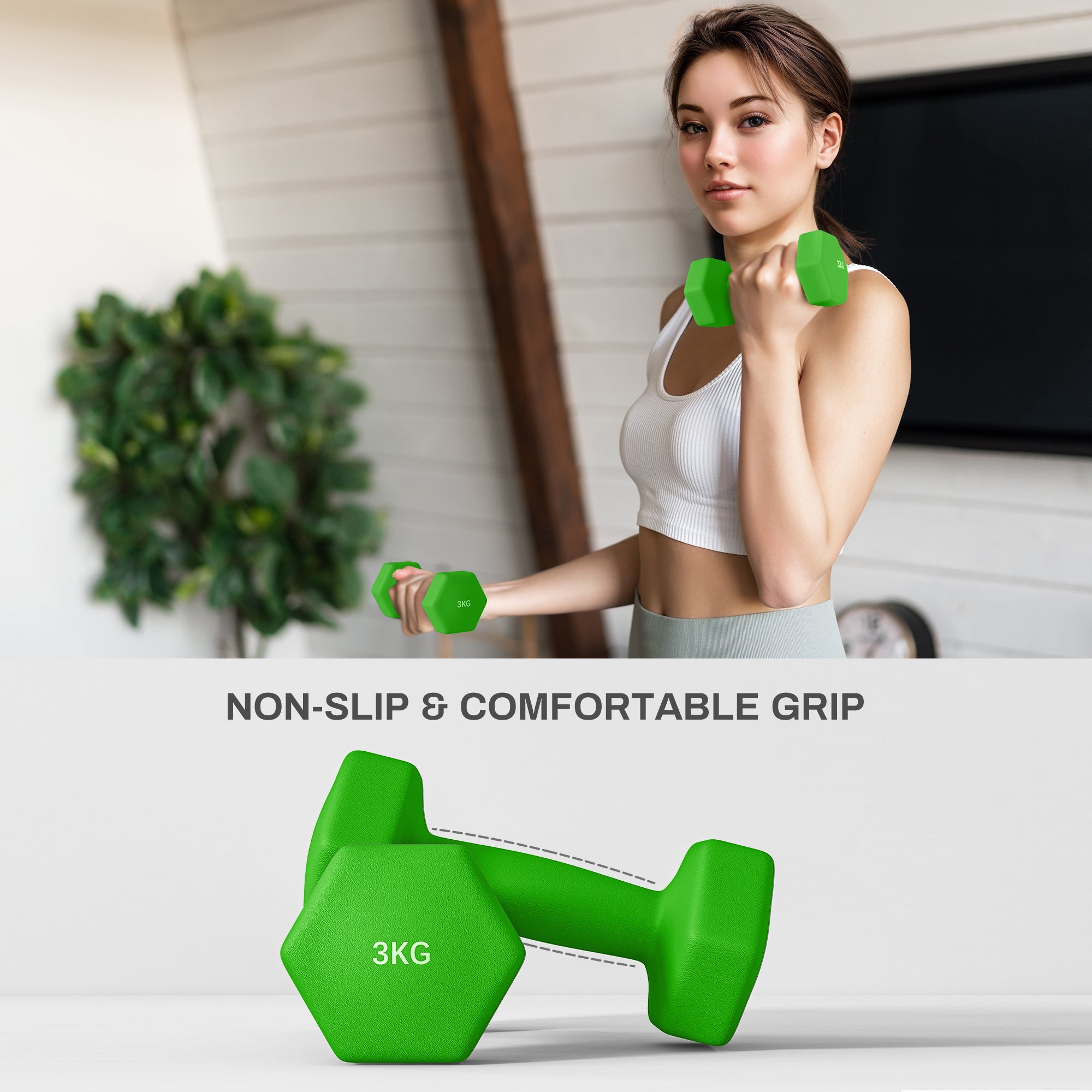 SPORTNOW 2 x 1kg, 2 x 2kg, 2 x 3kg Dumbbells Set with Dumbbell Rack, Hand Weights for Home Gym Training - North Peak Garden Furniture