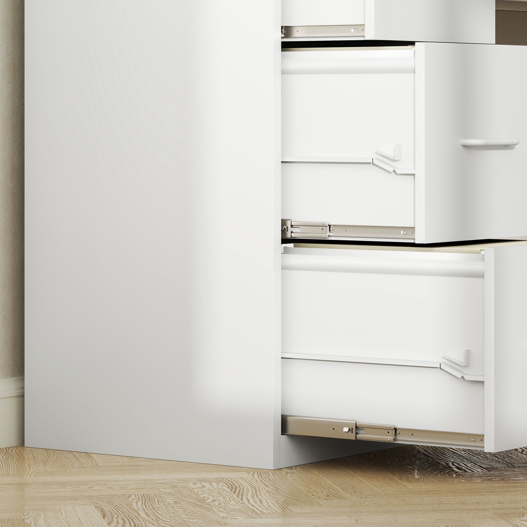 HOMCOM Four-Drawer Modern Steel Filing Cabinet - White - North Peak Garden Furniture