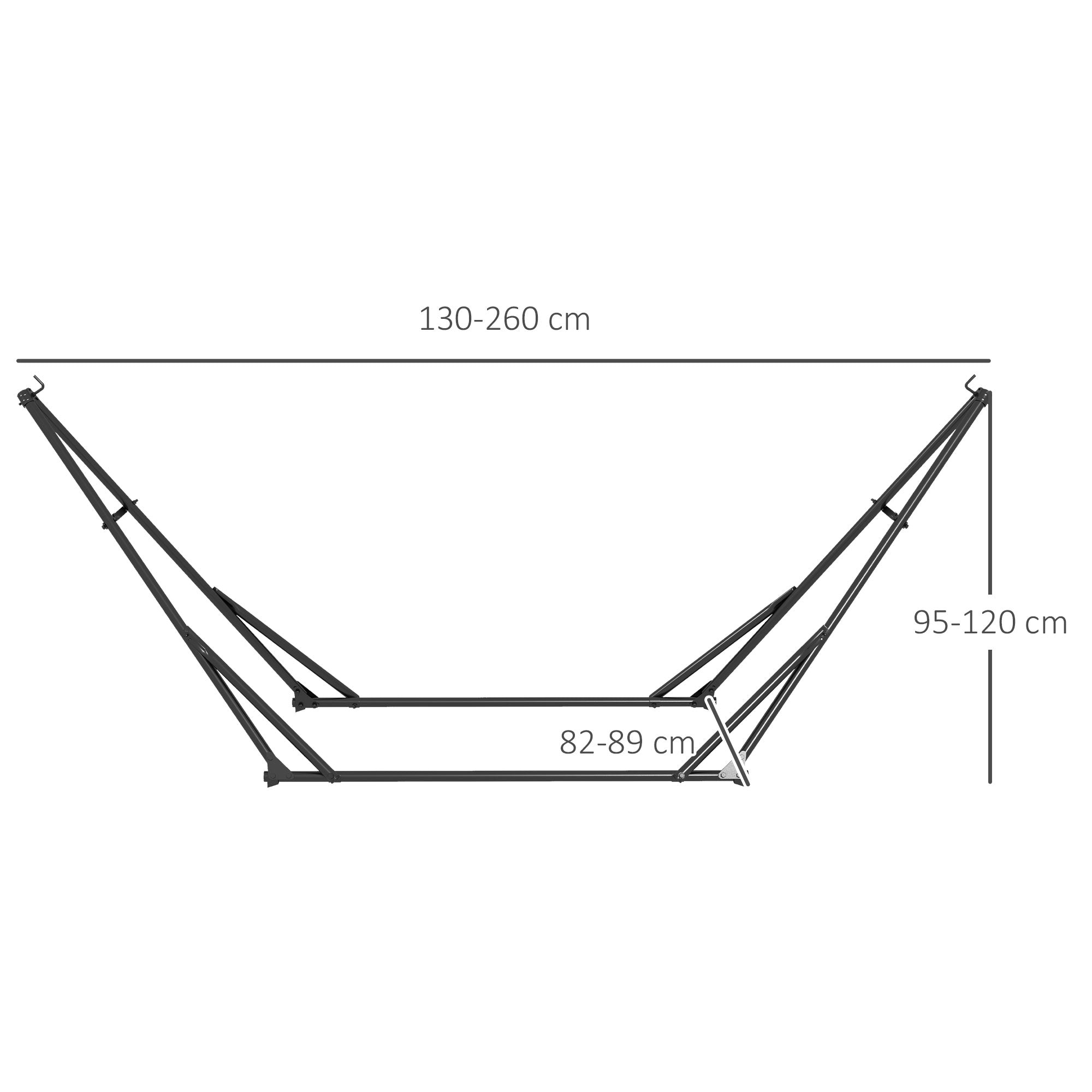 Outsunny Foldable Hammock Stand, Portable Hammock with Metal Frame, 2 in 1 Hammock Net Stand, Hammock Chair Stand with Carry Bag, Load Capacity 120kg, for Patio, Garden, Yard, Black - North Peak Garden Furniture