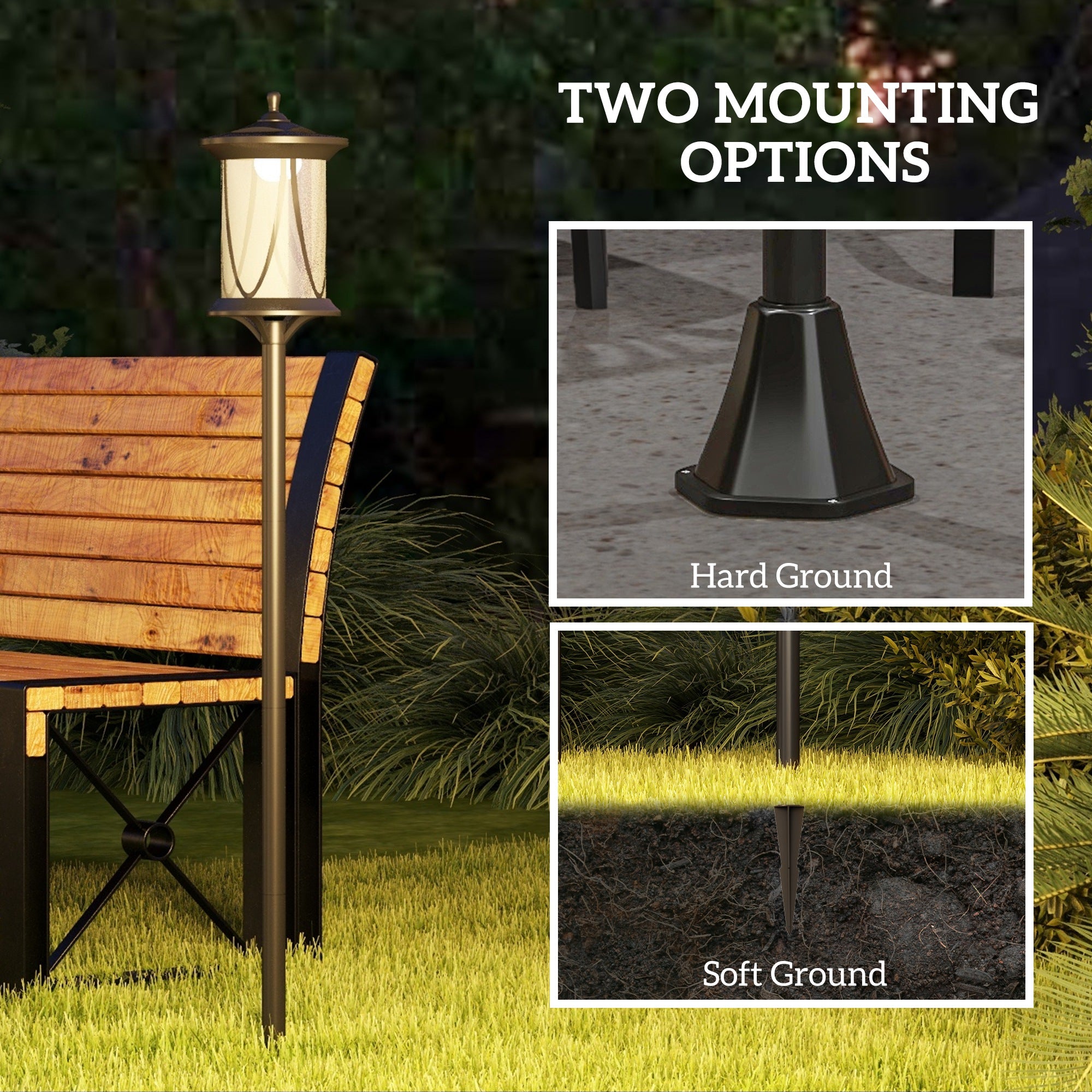 Outsunny Solar Lamp Post Light, 1.3 M LED Outdoor Street Light, Waterproof IP44 for Patio, Garden, Pathway, Cool White - North Peak Garden Furniture