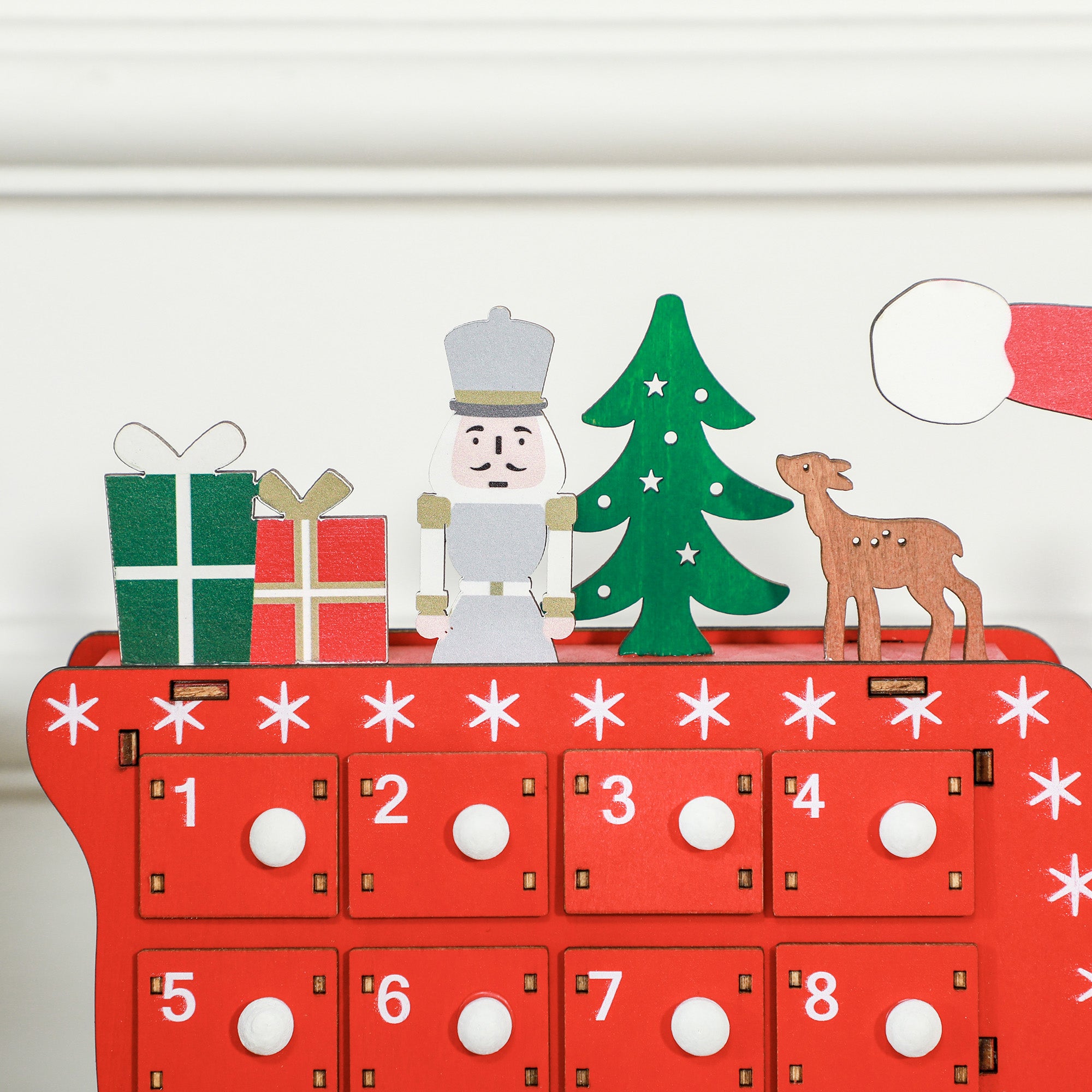 HOMCOM 24-Drawer Reusable Santa Sleigh Christmas Advent Calendar - North Peak Garden Furniture