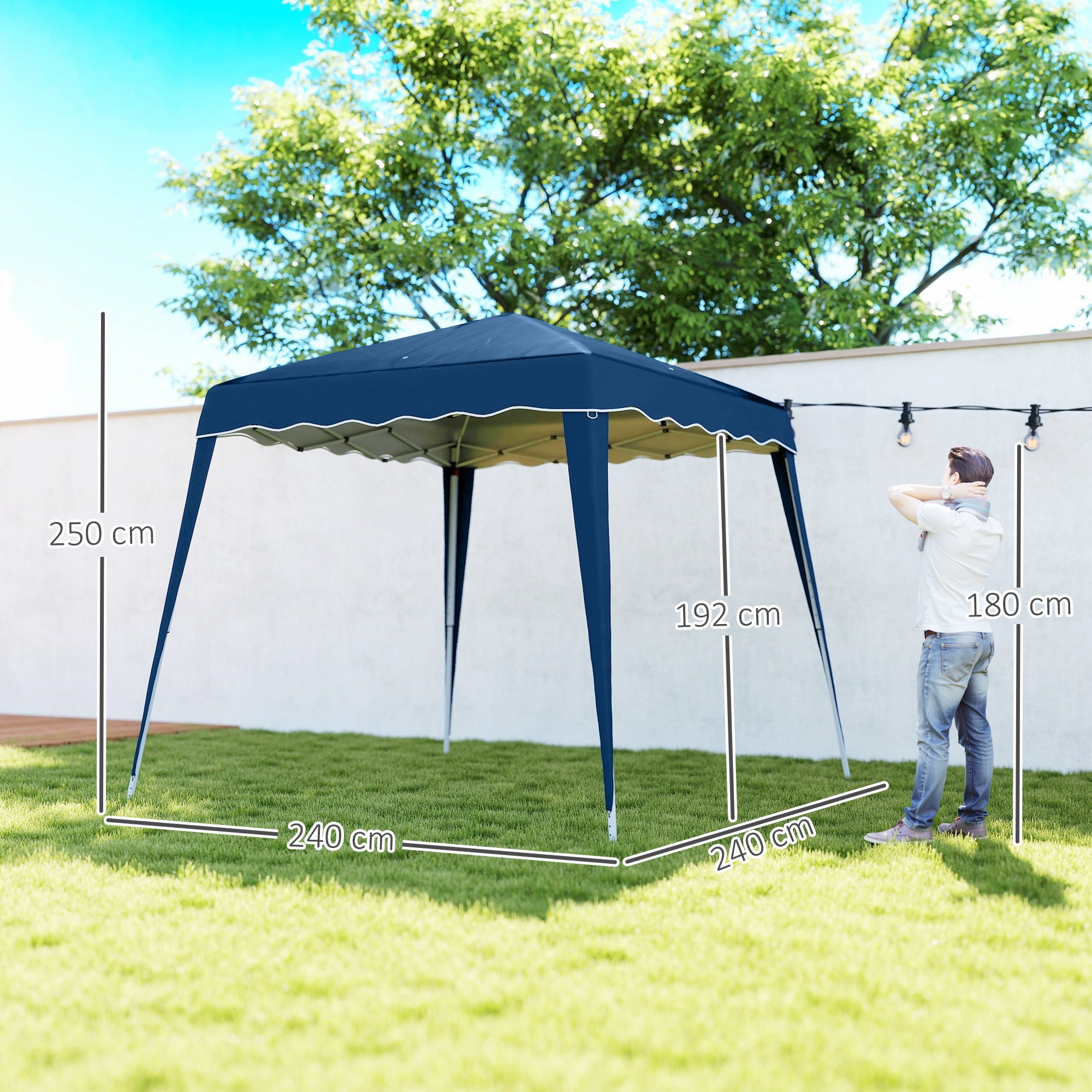 Outsunny 3 M x 3 M Base/ 2.5 M x 2.5 M Top Pop Up Gazebo with Carry Bag, Height Adjustable Slant Leg Party Tent Instant Event Shelter for Garden, Patio - North Peak Garden Furniture