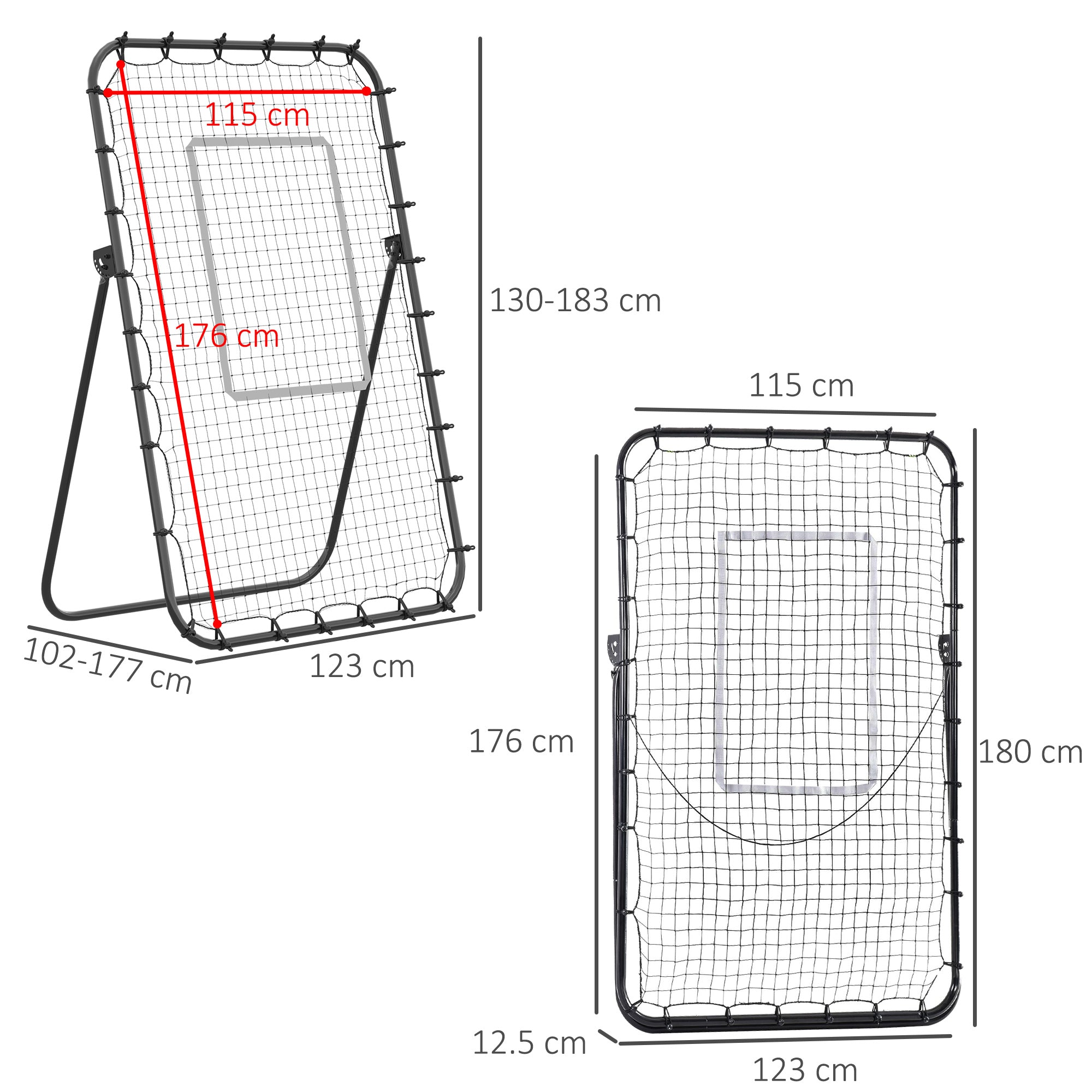 HOMCOM Foldable Football Rebounder Net, with Adjustable Angles - Black - North Peak Garden Furniture