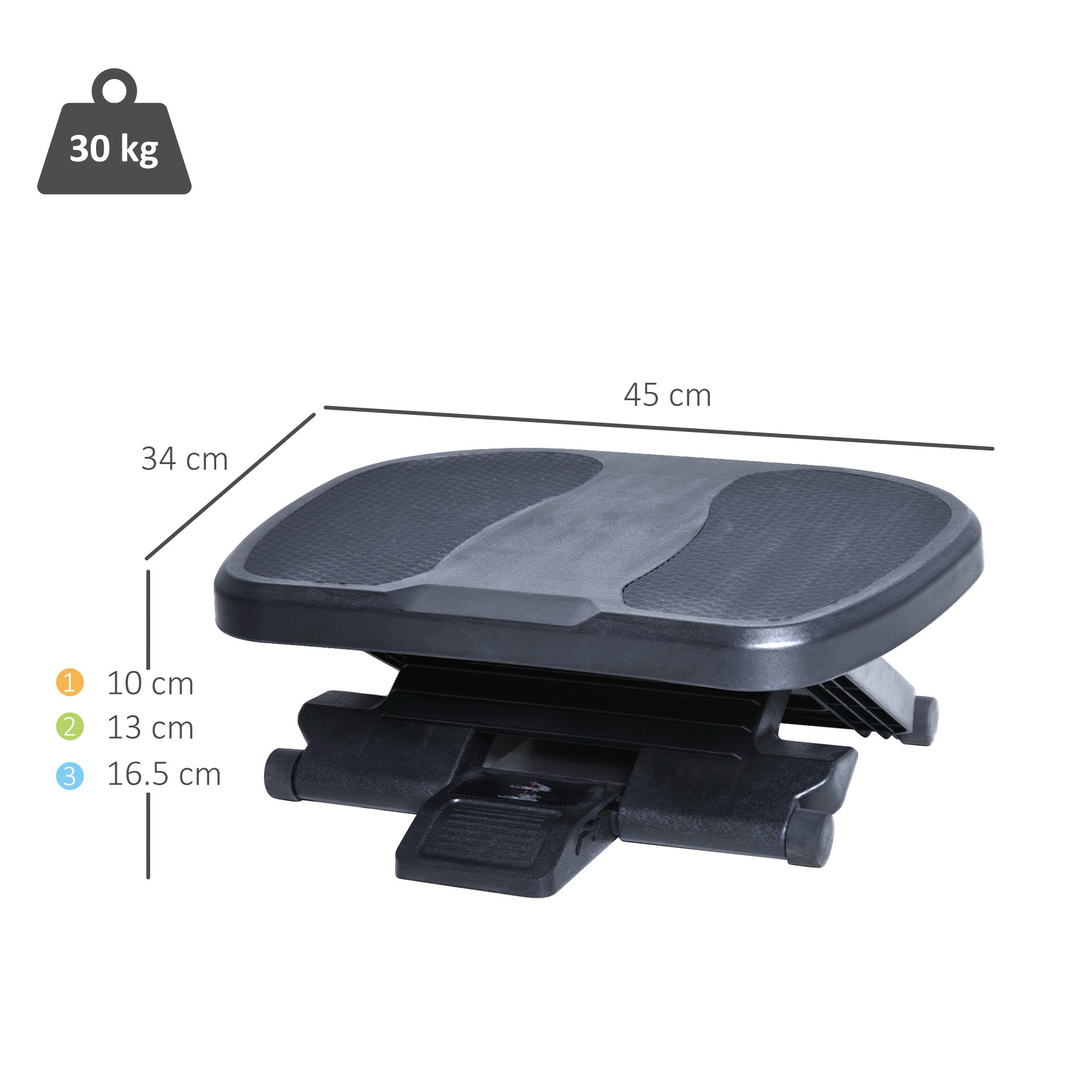 HOMCOM Footrest Adjustable Height & Angle0-30 Degree for Better Posture at Office Black - North Peak Garden Furniture