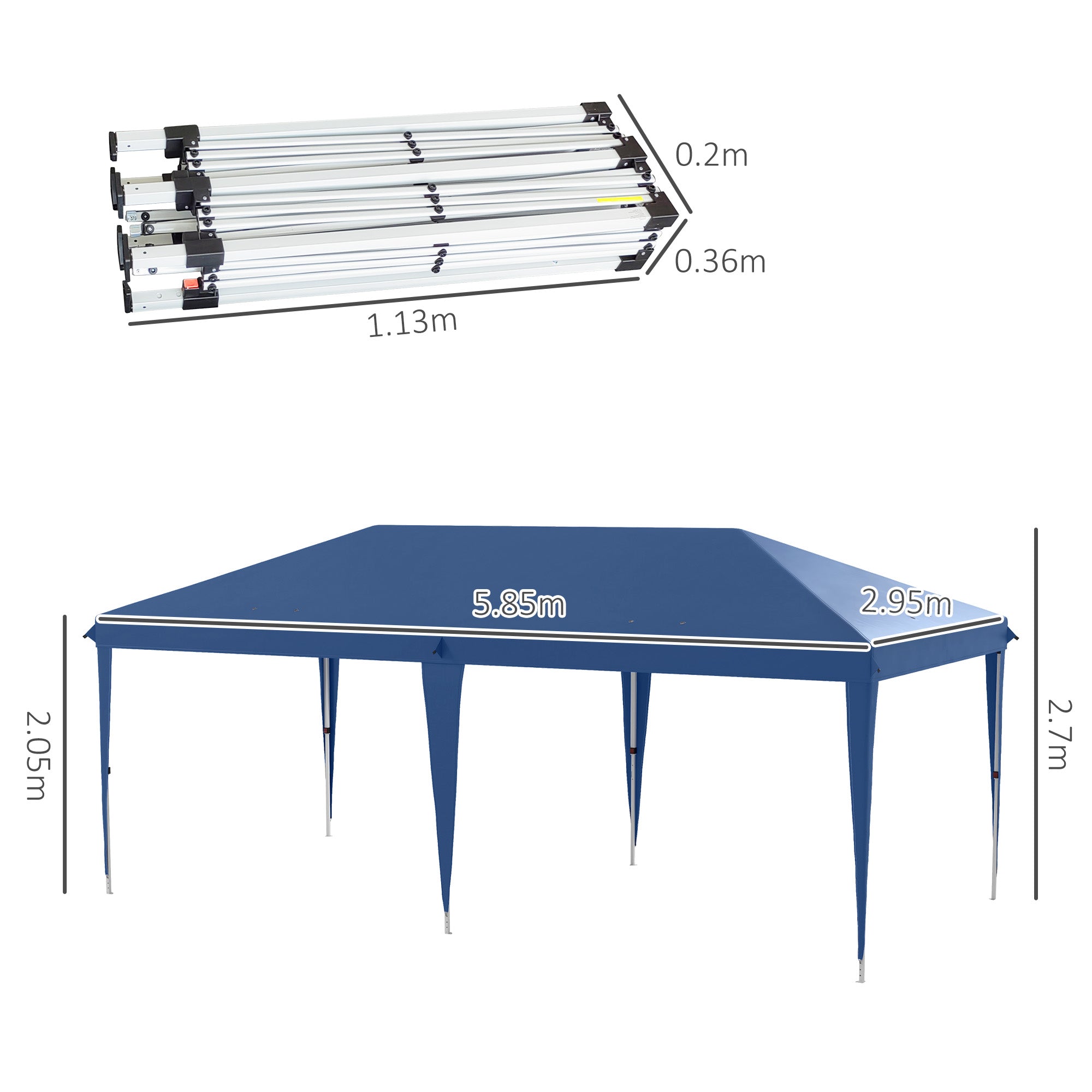 Outsunny 6 x 3(m) Garden Large Gazebo Canopy Waterproof Outdoor Party Tent Marquee - North Peak Garden Furniture