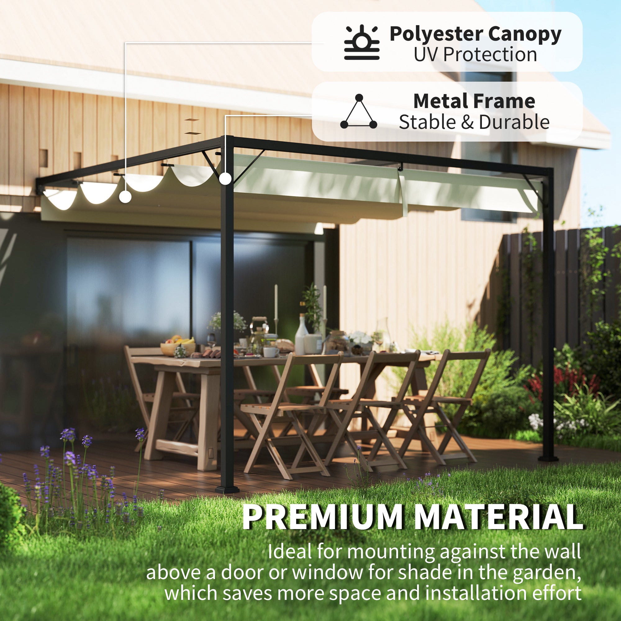 Outsunny 3 x 3(m) Outdoor Pergola with Retractable Canopy -Cream White - North Peak Garden Furniture