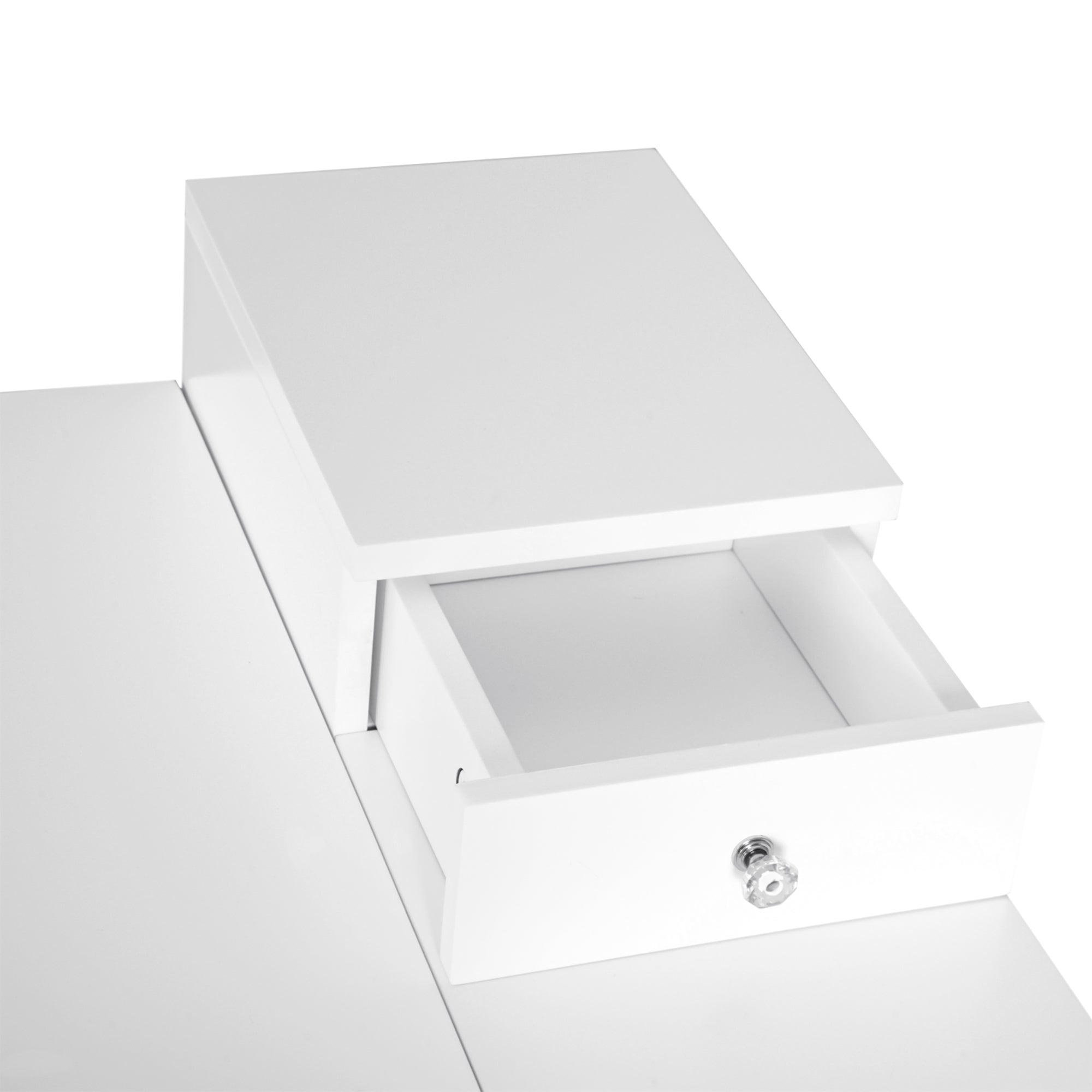 HOMCOM MDF,Pine Dressing Table Desk Flip-up Mirror Multi-purpose 2 Drawers Modern - White - North Peak Garden Furniture