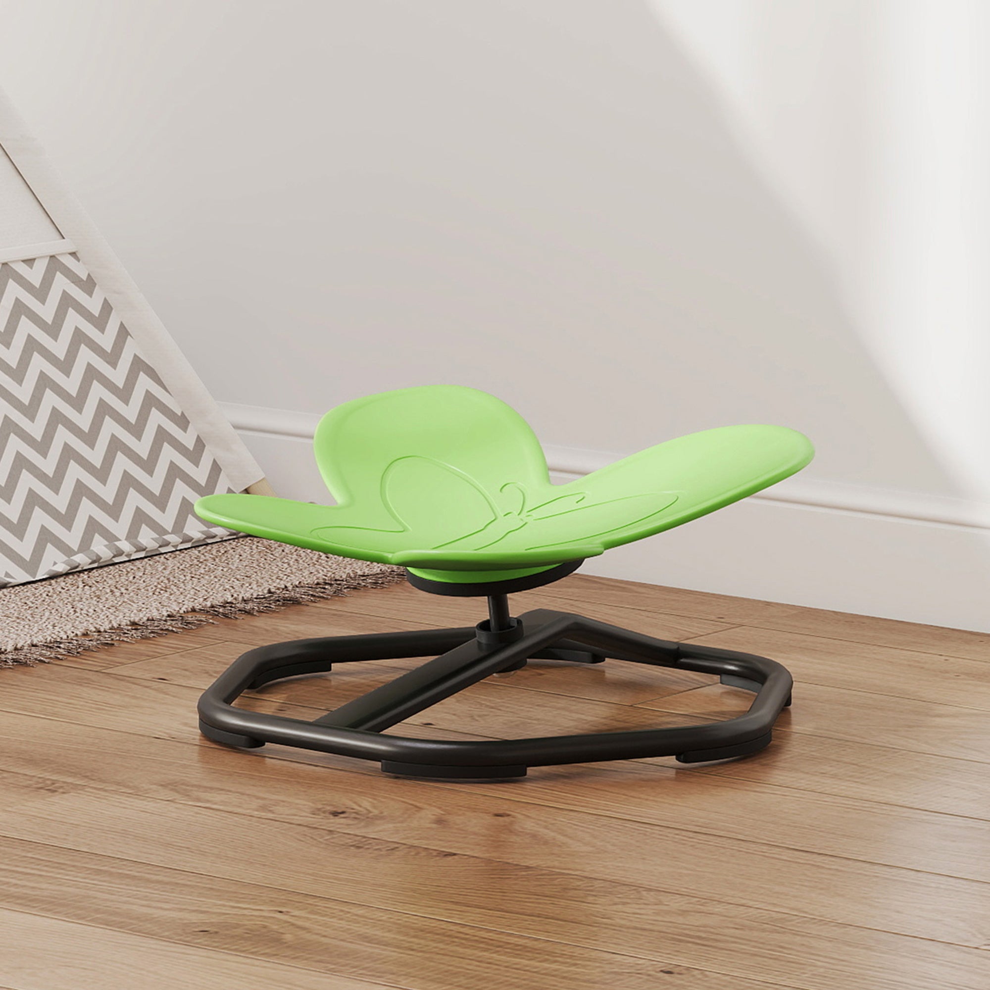 AIYAPLAY Butterfly-Shaped Kids Swivel Chair, Sensory Spinning Chair for Balance and Coordination Training, Green