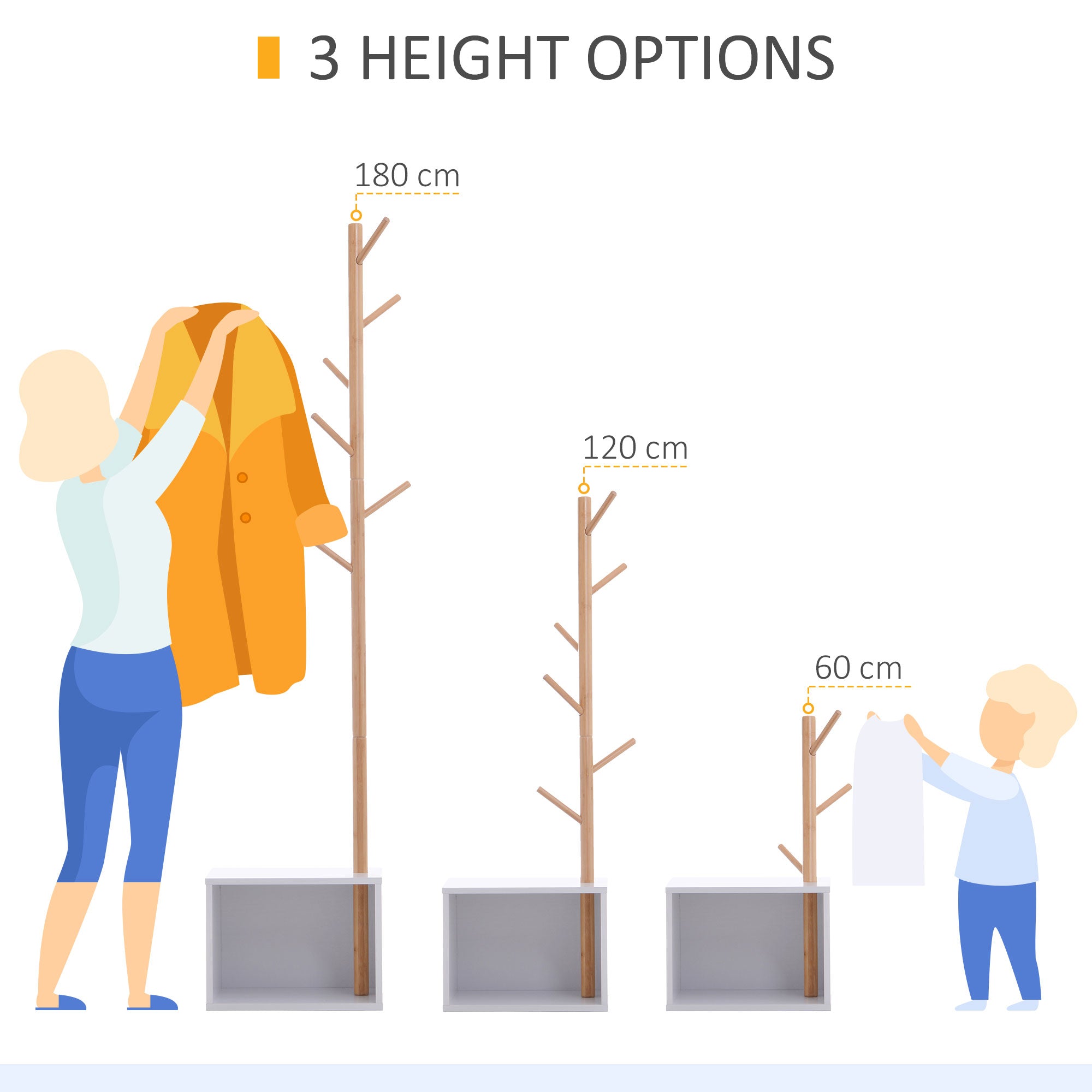 HOMCOM 180 cm Hallway Coat Rack Storage Bench Tree Hat Hanger Entryway Stand Garment Organiser Bedroom Living Room - North Peak Garden Furniture