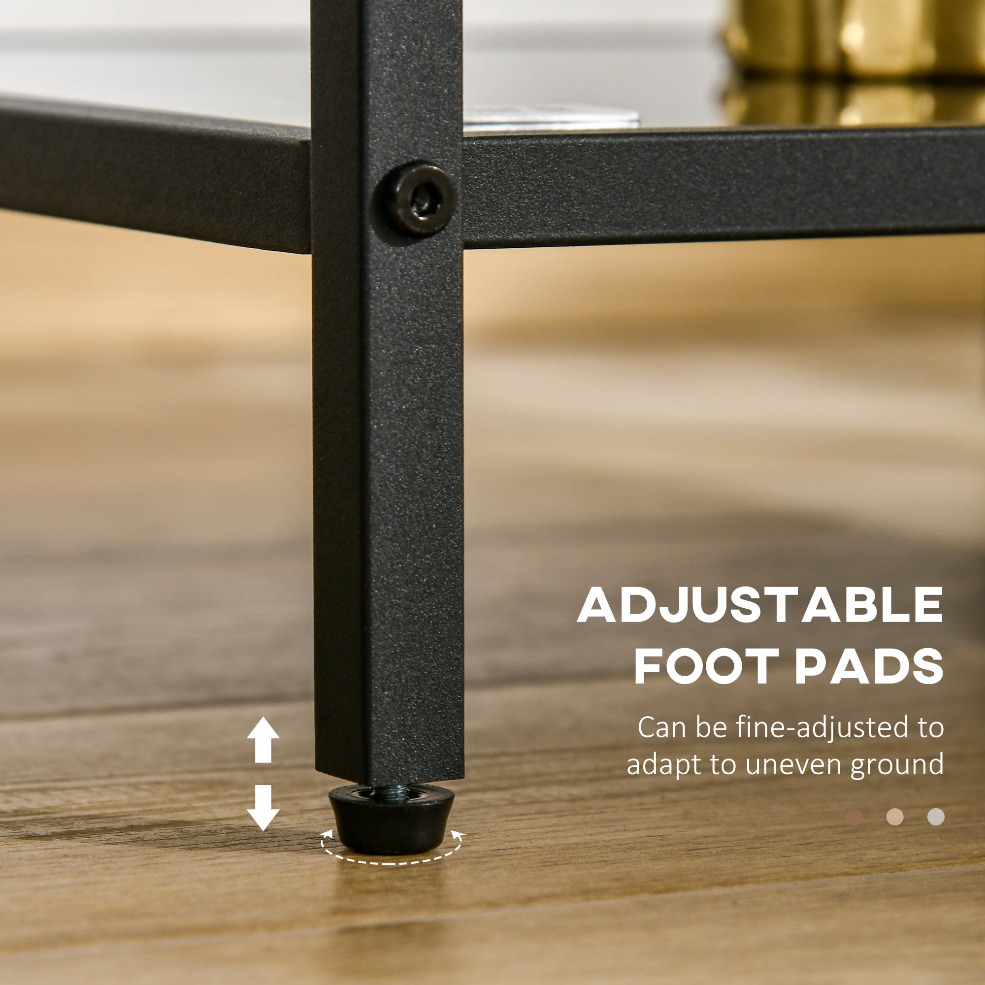 HOMCOM Side Table with Tempered Glass Top, End Table with 2-Tier Storage, Classic Accent Table with Steel Frame, Black - North Peak Garden Furniture
