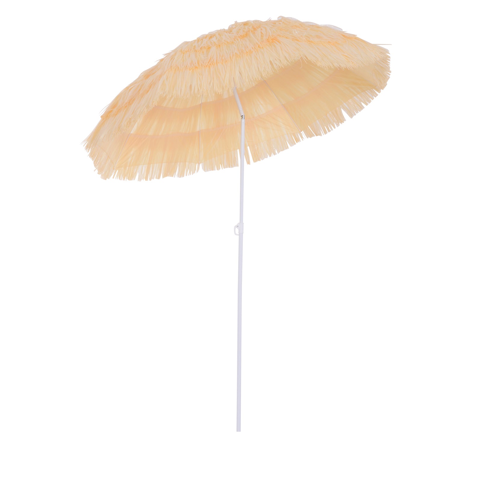 Outsunny 1.6m Patio Garden Hawaii Beach Sun Umbrella Sunshade Hawaiian Folding Tilting Crank Parasol (Wheat) - North Peak Garden Furniture