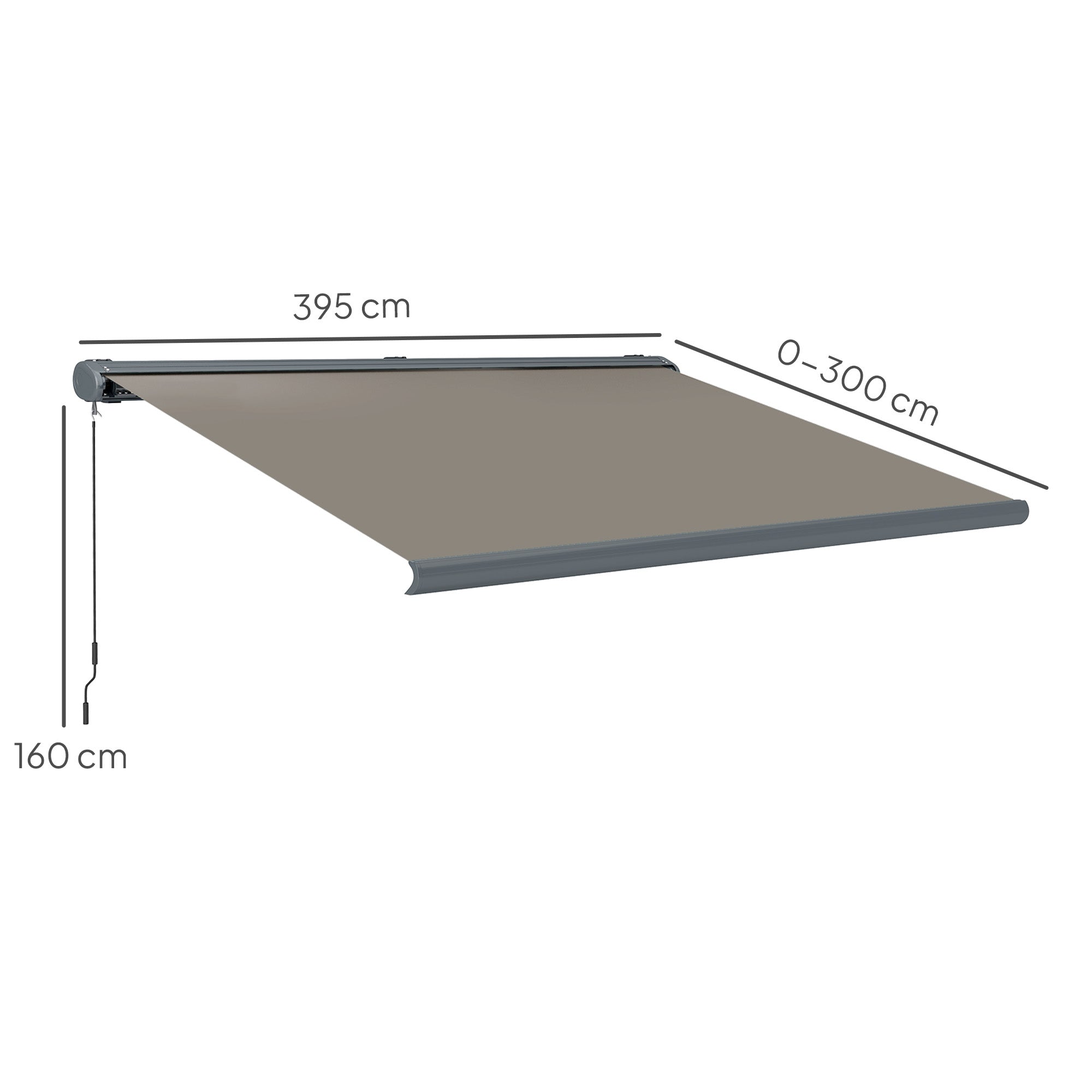 Outsunny 4 x 3(m) Full Cassette Electric Awning with Remote Controller, Aluminium Frame DIY Retractable Garden Awning, UPF50+ Sun Shade Canopy for Deck Door Window, Light Grey - North Peak Garden Furniture