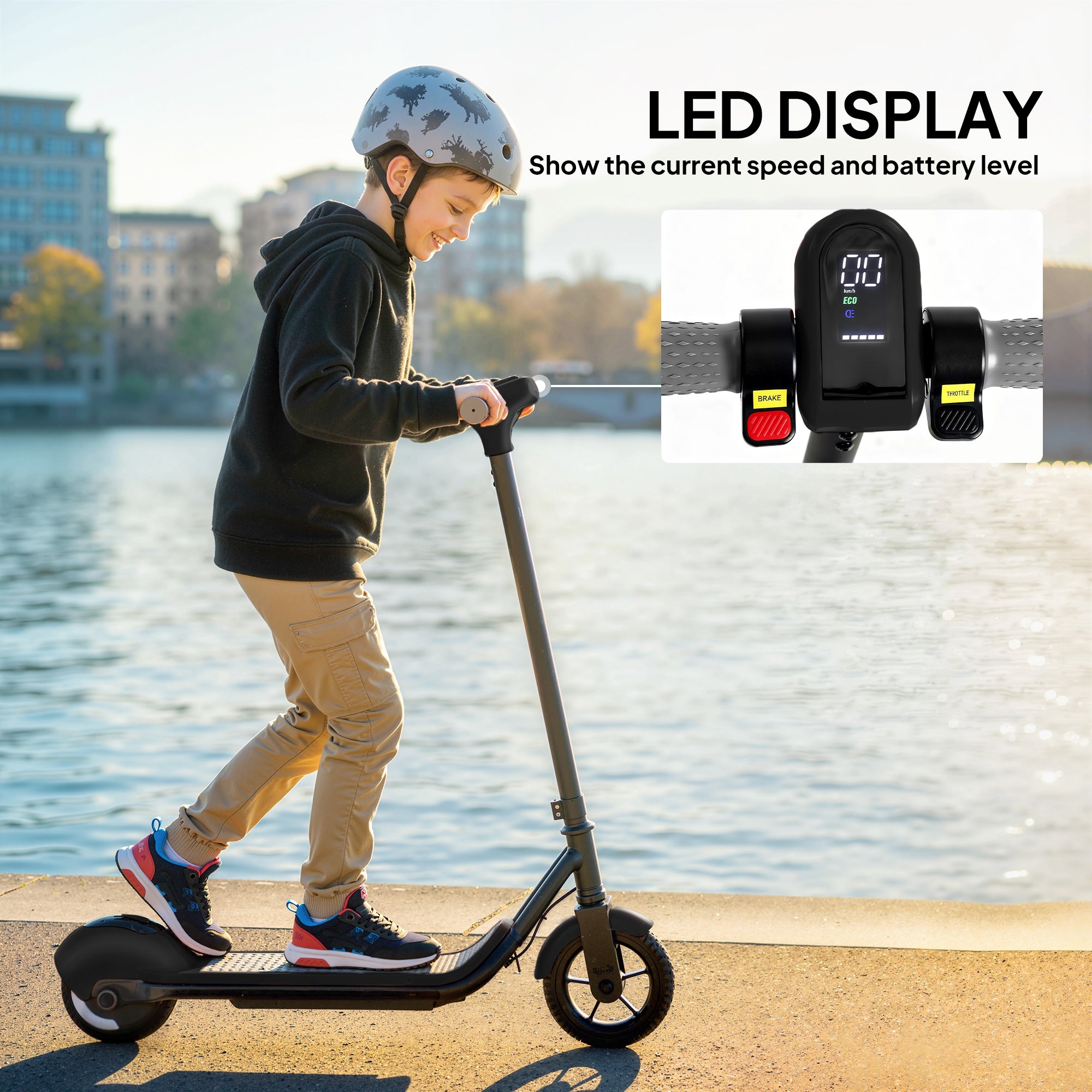 SPORTNOW Electric Scooter for Kids, with LED Display, Green