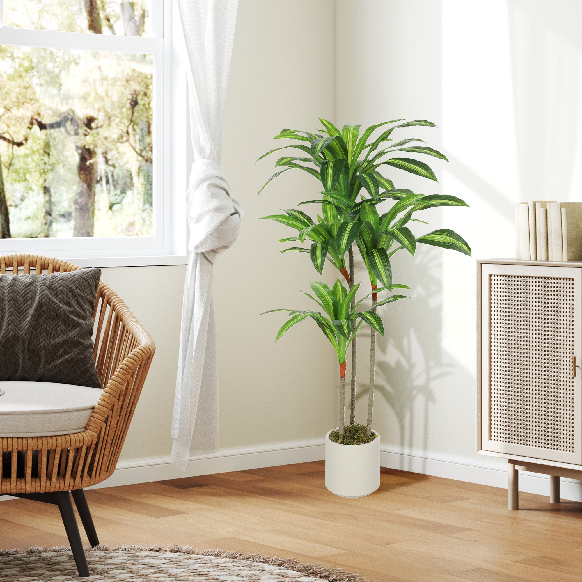 HOMCOM 120cm Artificial Dracaena Tree with Bendable Trunks - Green