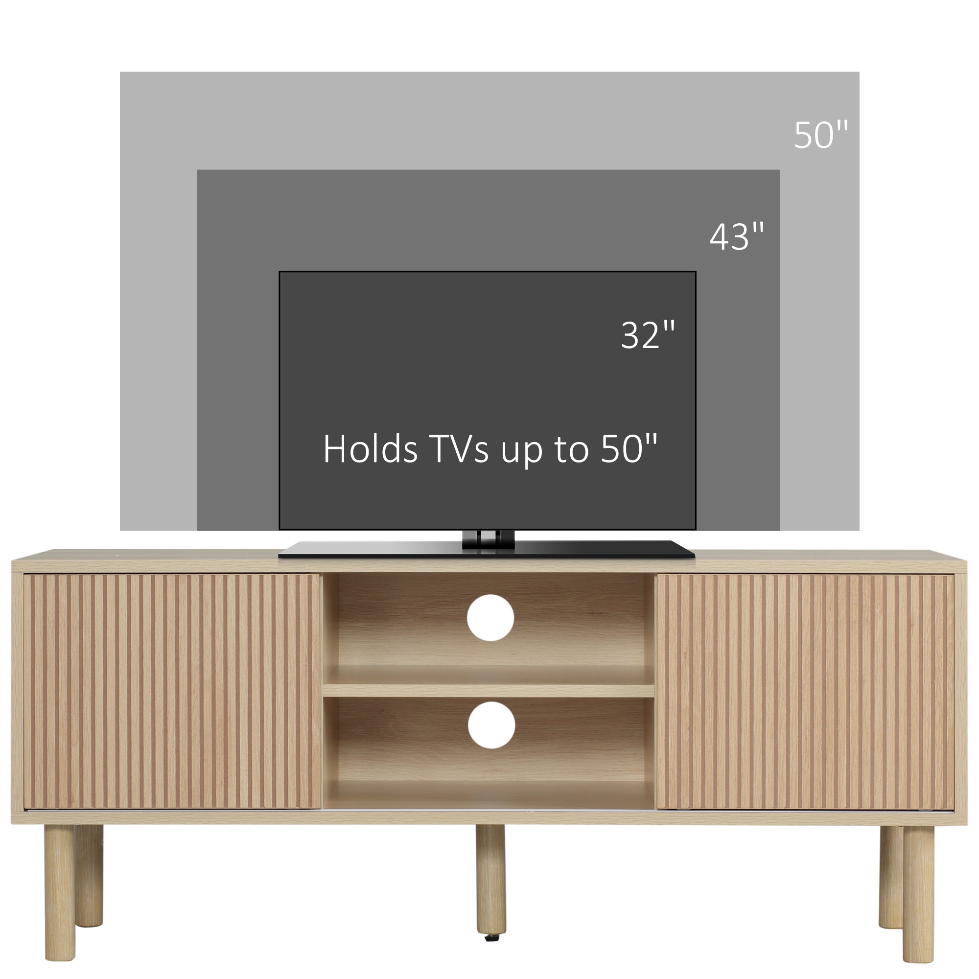 HOMCOM Sliding Door TV Cabinet Stand - Oak Wood-Effect