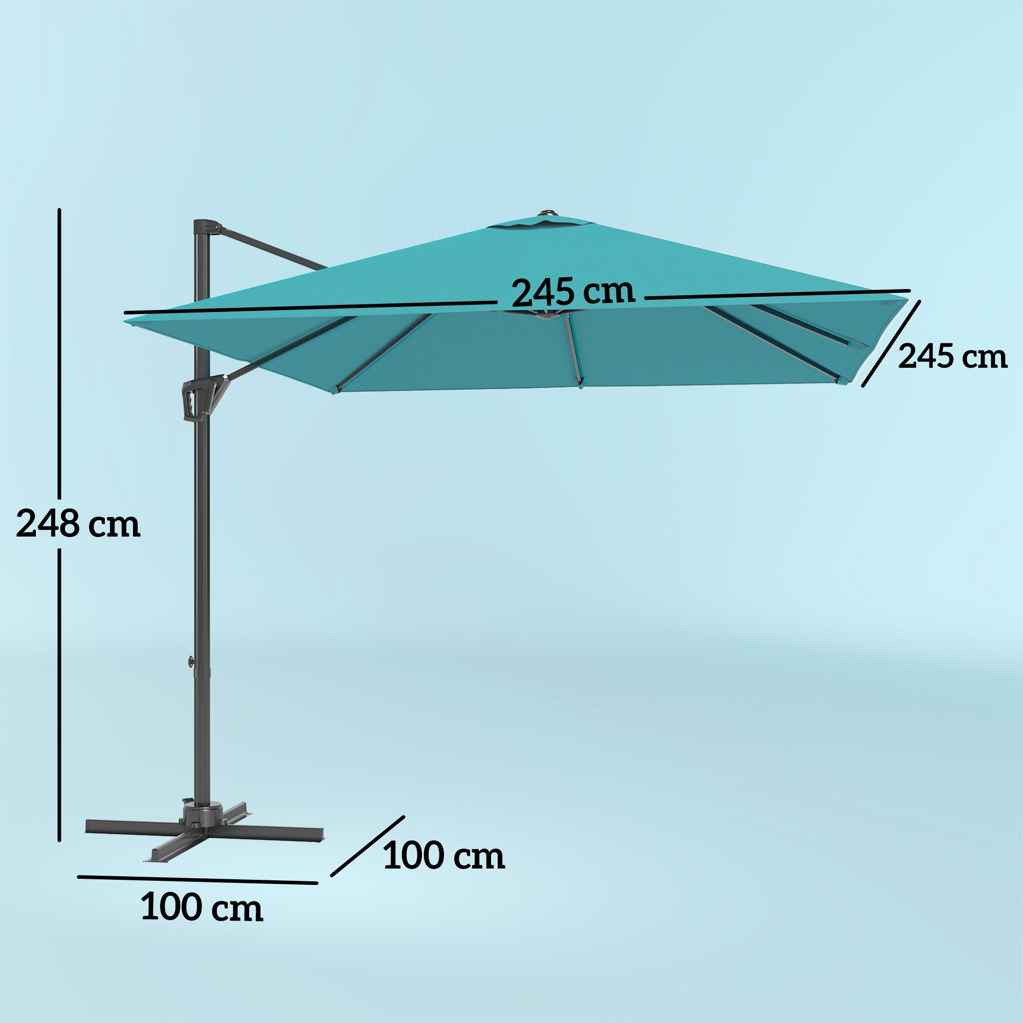 Outsunny Patio Offset Parasol Umbrella - Blue
